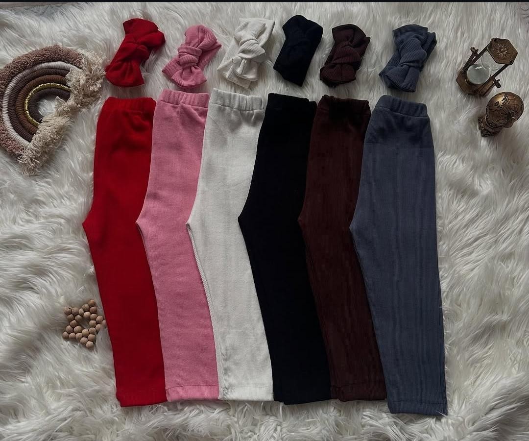 Kız Çocuk 6 lı tayt  bandana set