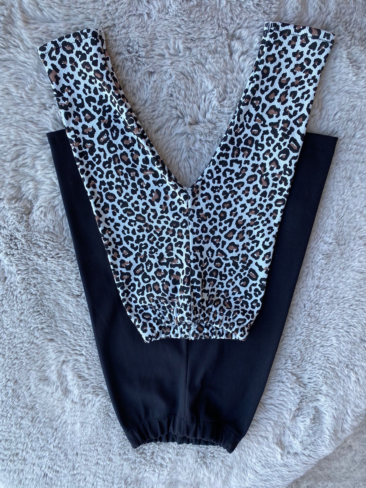 Kız Çocuk 2 li tayt set leopar-siyah