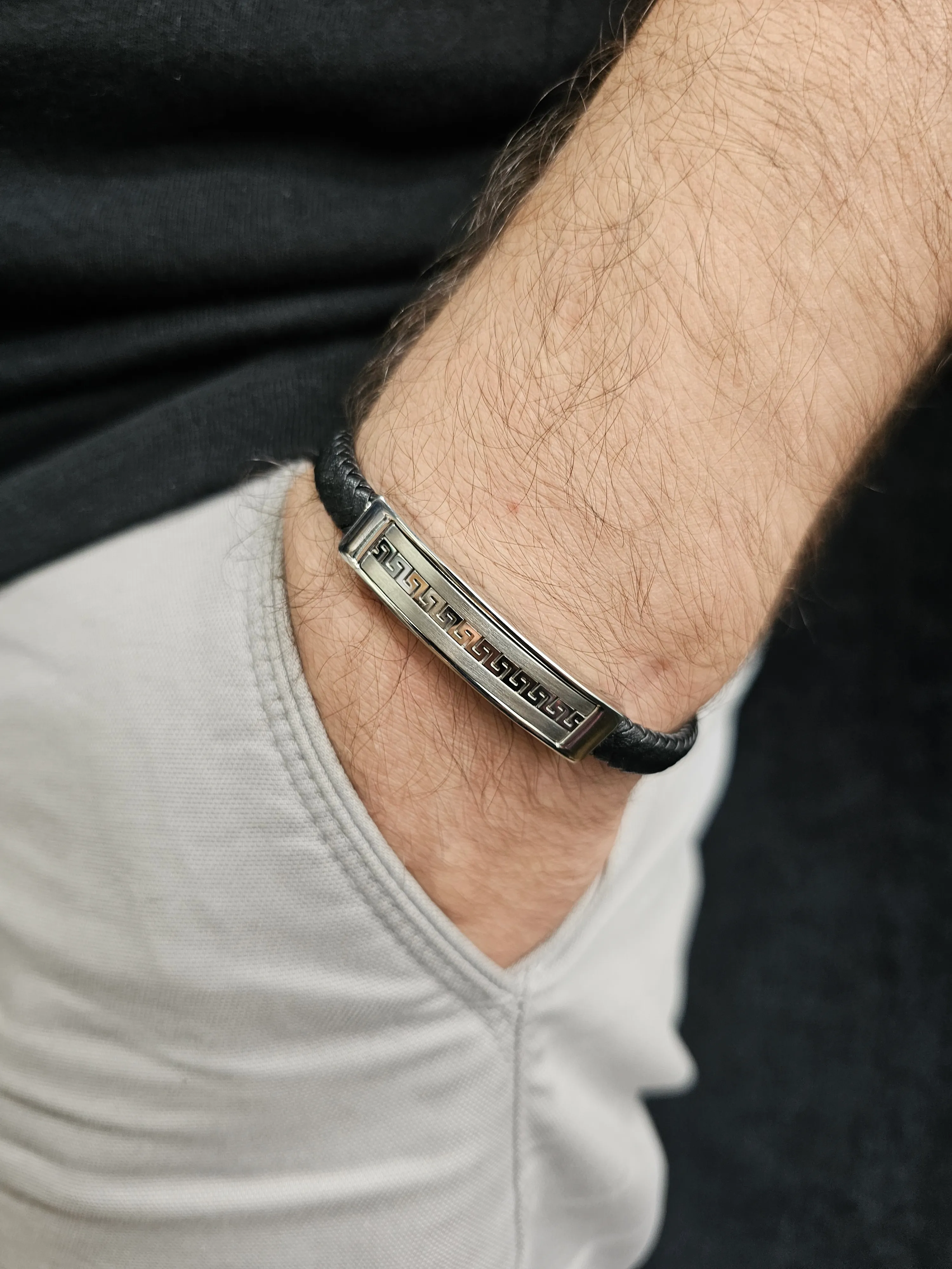 DERİ ve ÇELİK ERKEK BİLEKLİK  E62