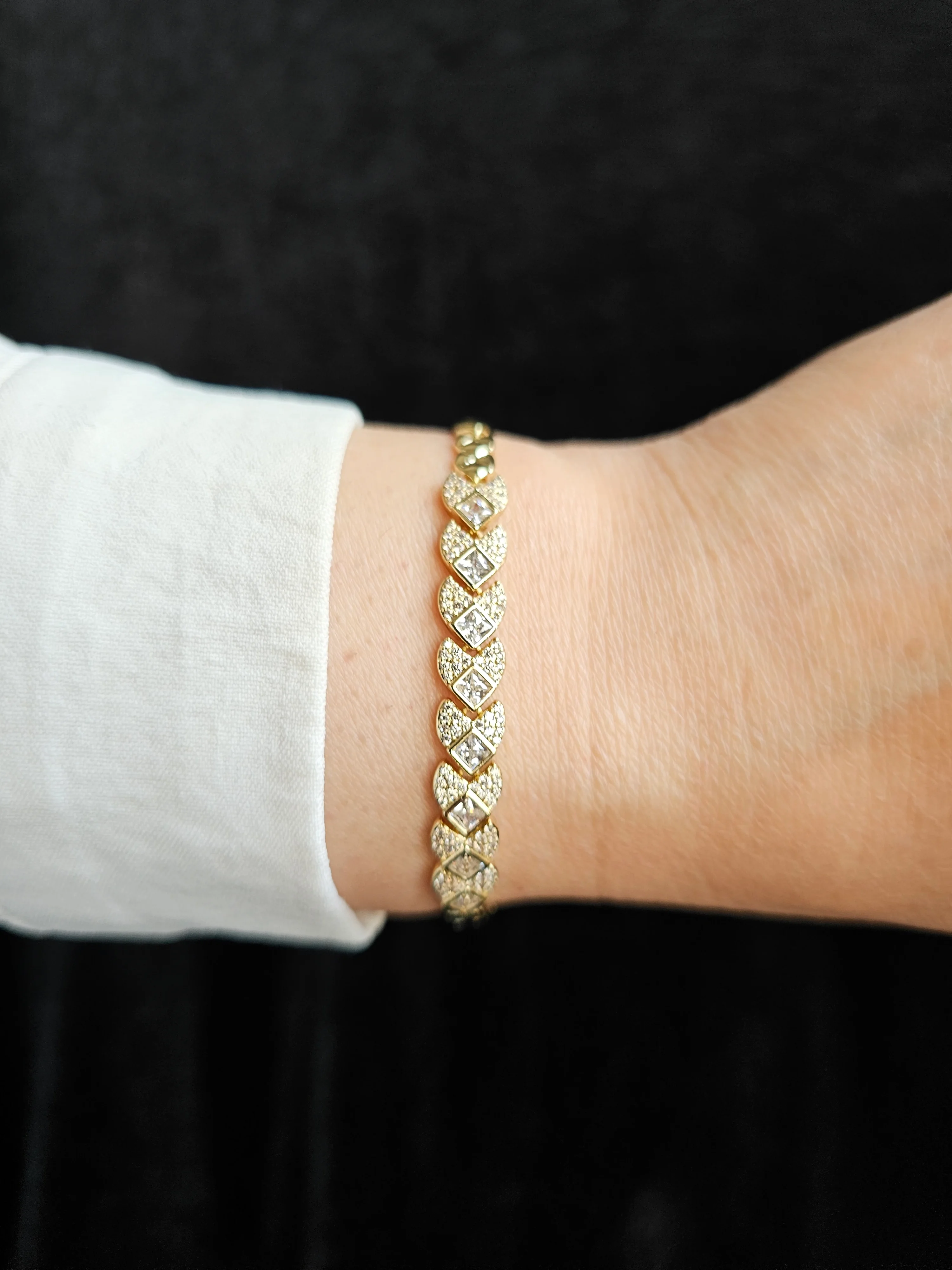 14K ALTIN KAPLAMA ZİRKON TAŞLI BİLEKLİK   XP064