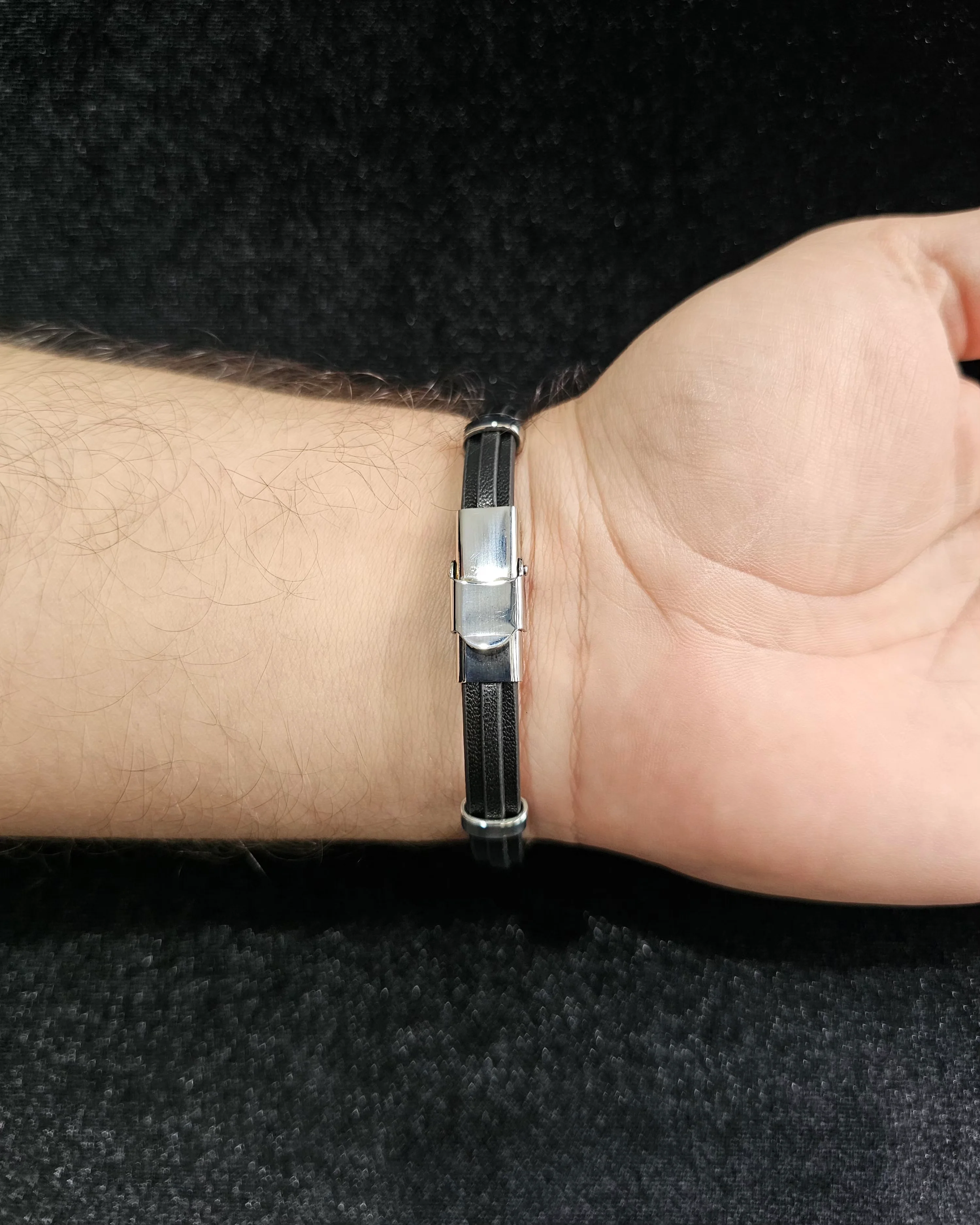 DERİ ve ÇELİK ERKEK BİLEKLİK  E60