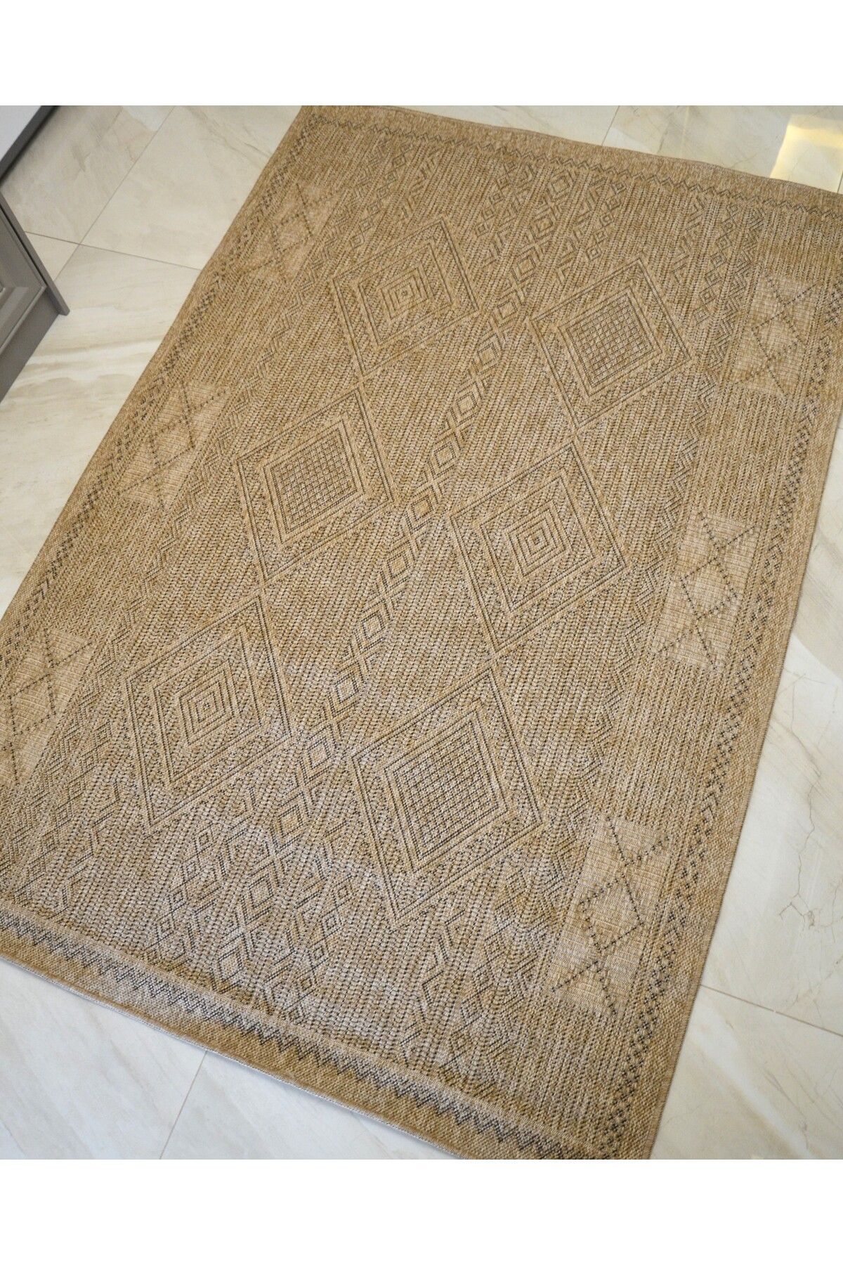 Minimalist Bohem Stil Jüt 160x230 Oturma Odası & Mutfak & Balkon Halısı