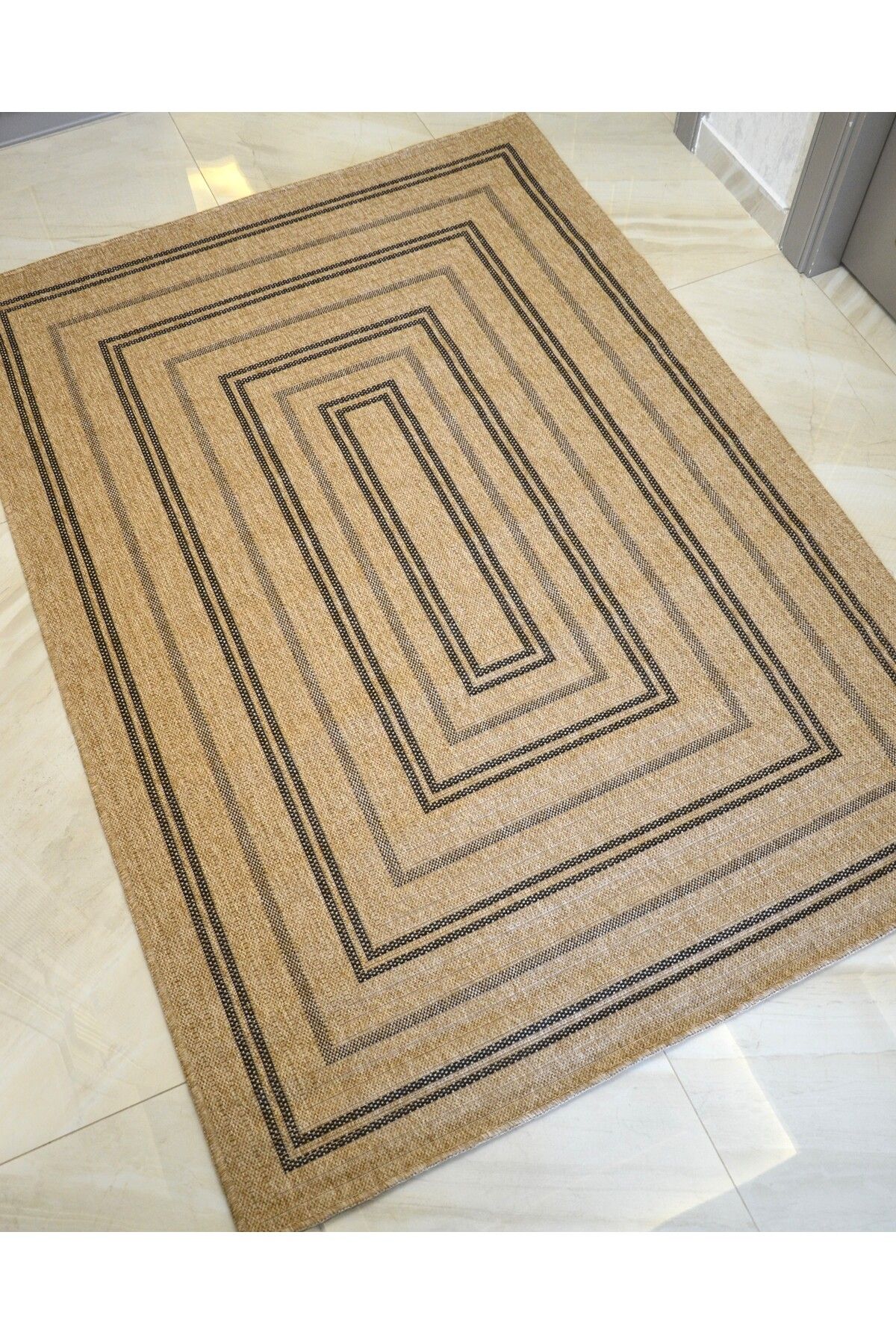 Dikdörtgen Desenli Geometrik Bohem Stil Jüt 160x230 Oturma Odası & Mutfak & Balkon Halısı