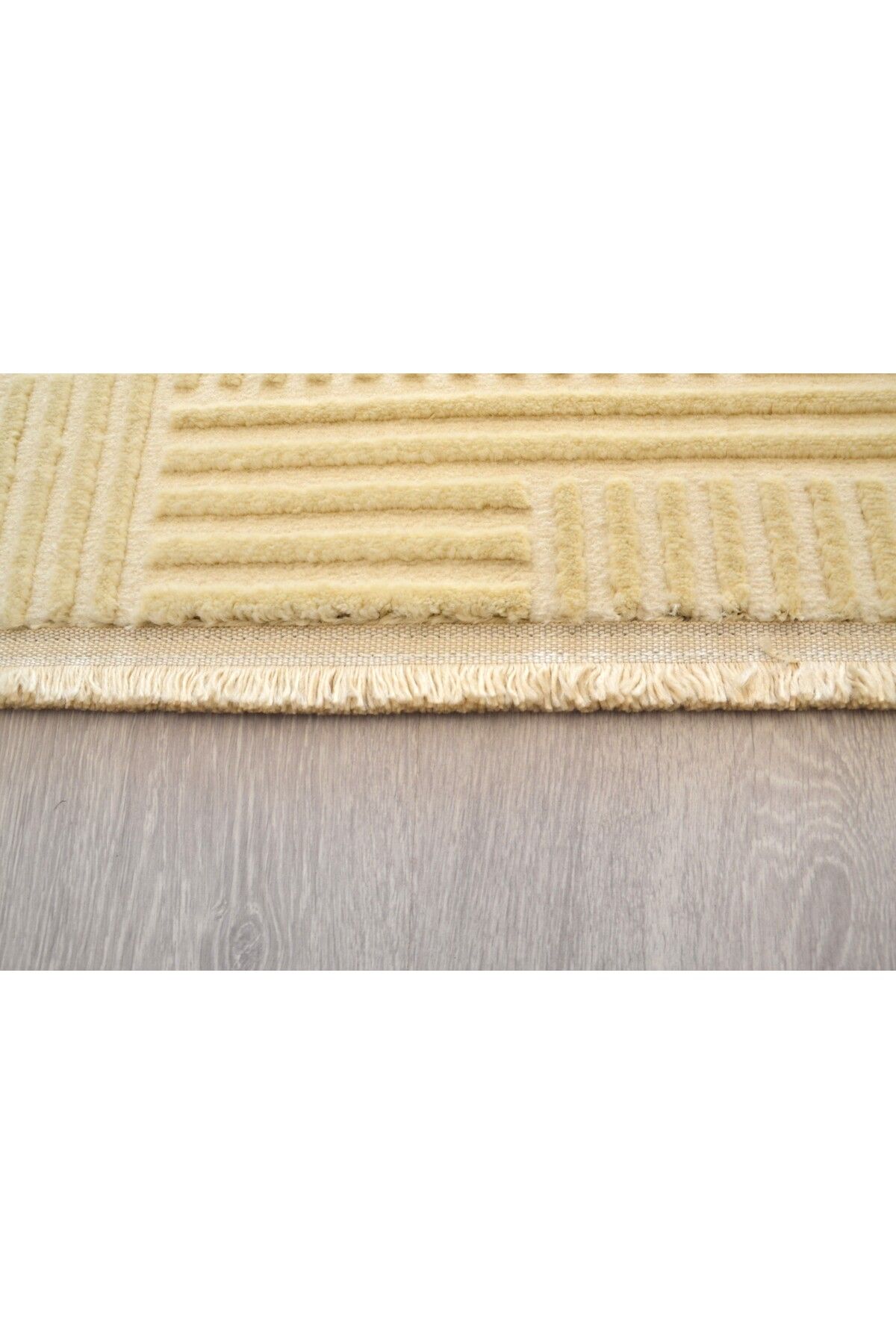 Bohem İskandinav Stili Krem Modern Kabartmalı Salon & Oturma Odası Halısı 200x290 cm