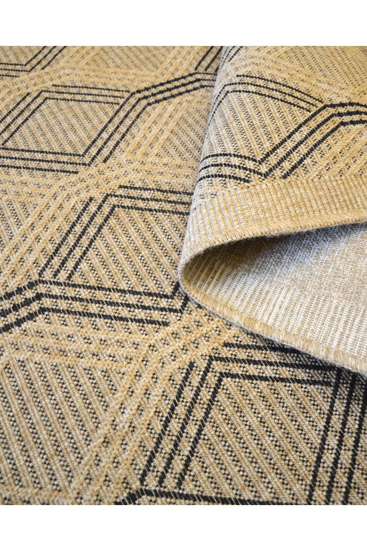 Minimalist Bohem Geometrik Stil Jüt 160x230 Oturma Odası & Mutfak & Balkon Halısı