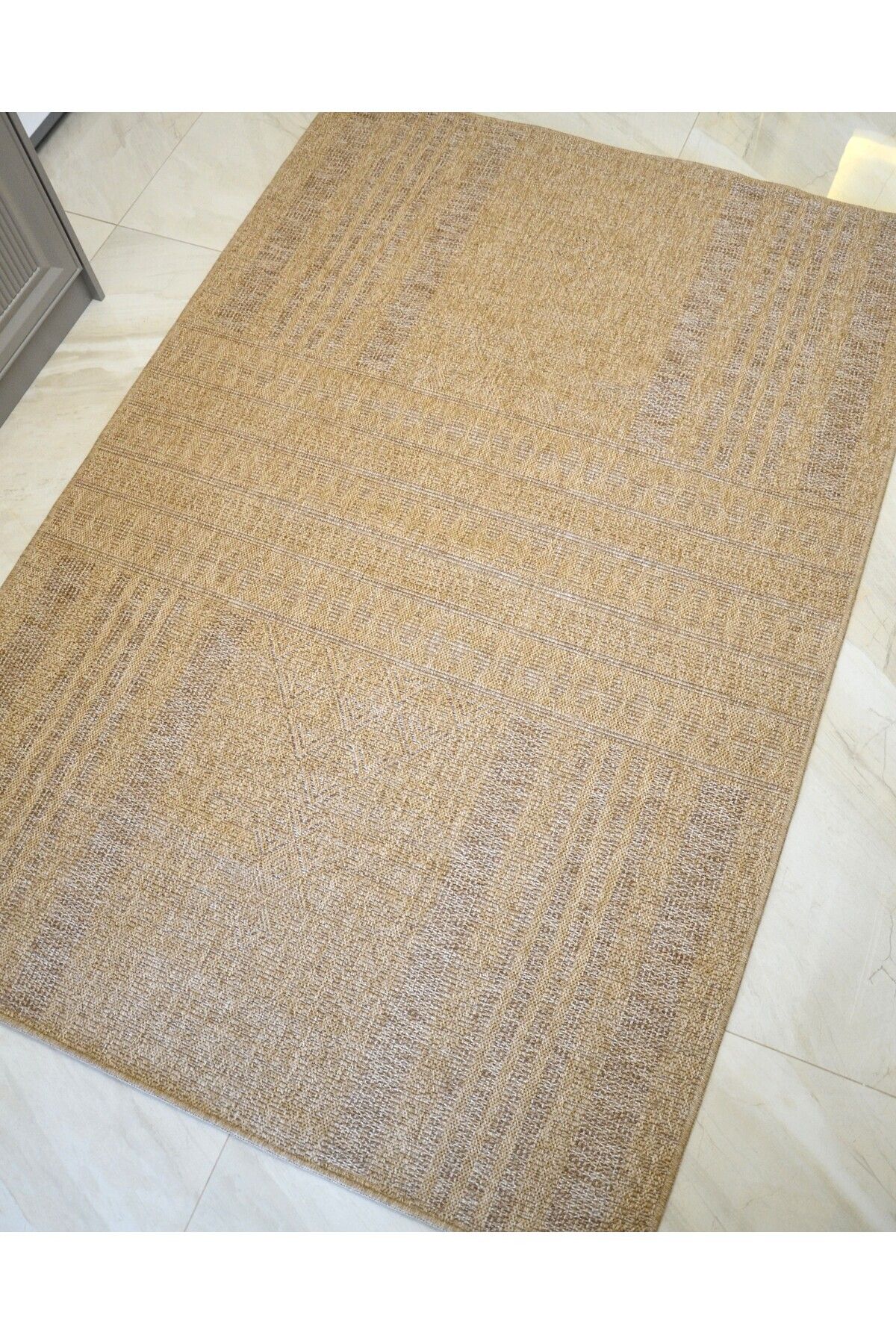 Klasik Sade Bohem Stil Jüt 160x230 Oturma Odası & Mutfak & Balkon Halısı