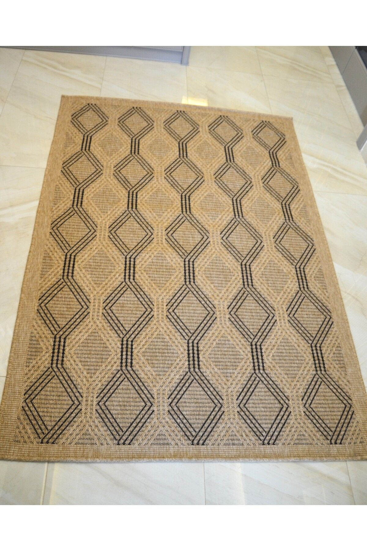 Minimalist Bohem Geometrik Stil Jüt 160x230 Oturma Odası & Mutfak & Balkon Halısı