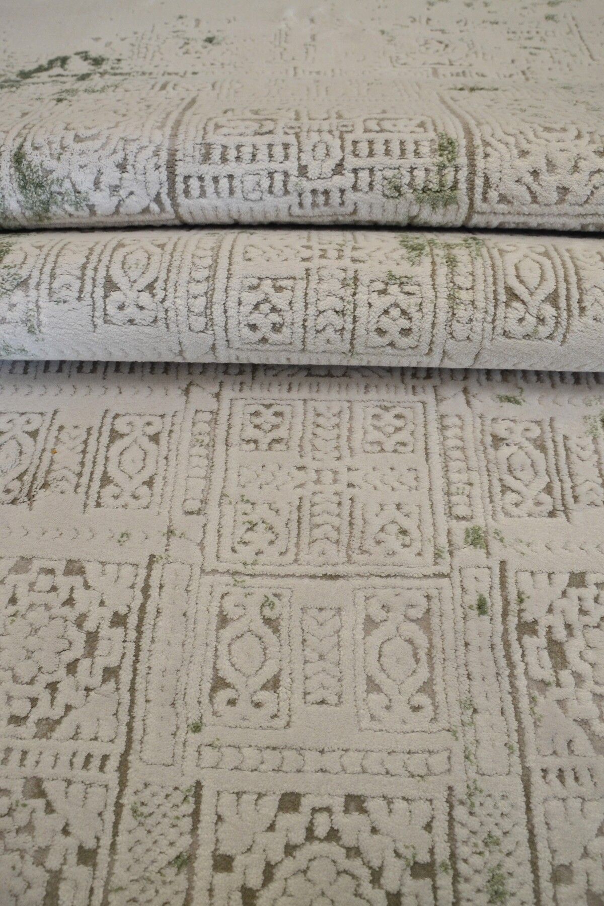 Yeşil Eskitme Desenli Modern Akrilik Salon & Oturma Odası ve Antre Halısı (200x290)