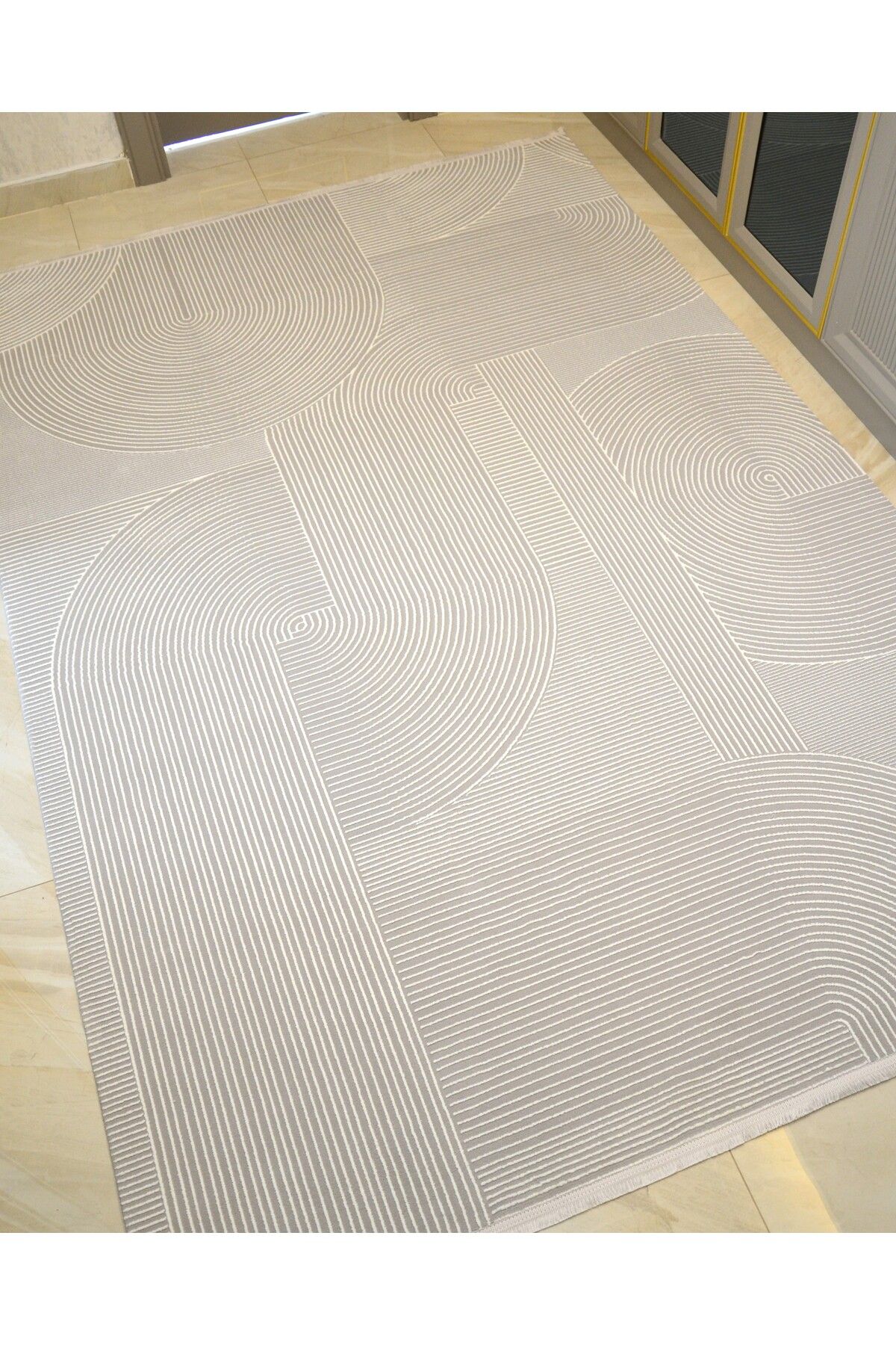 Gri Bohem Polip Polyester Salon & Oturma Odası Halısı 200 x 290
