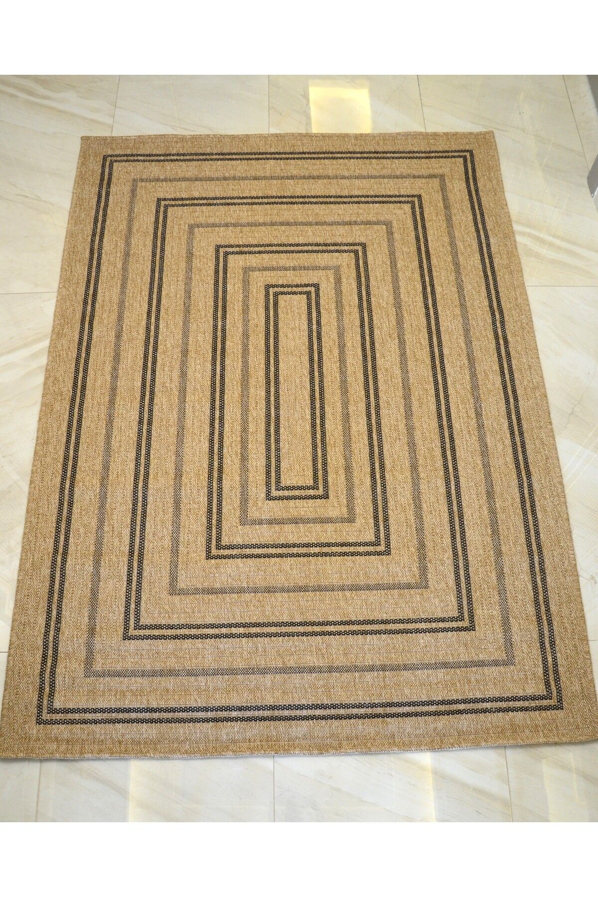 Dikdörtgen Desenli Geometrik Bohem Stil Jüt 160x230 Oturma Odası & Mutfak & Balkon Halısı