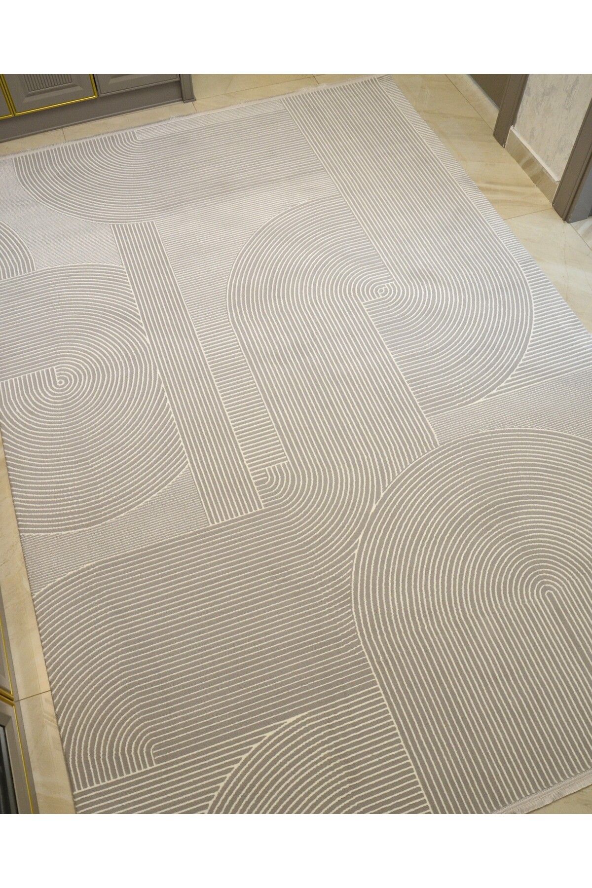 Gri Bohem Polip Polyester Salon & Oturma Odası Halısı 200 x 290