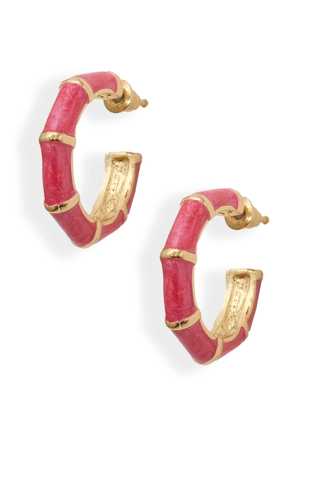 Kırmızı Sedefli Bambu Tasarım Halka Küpe | Yılbaşı Koleksiyonu & Özel Hediye