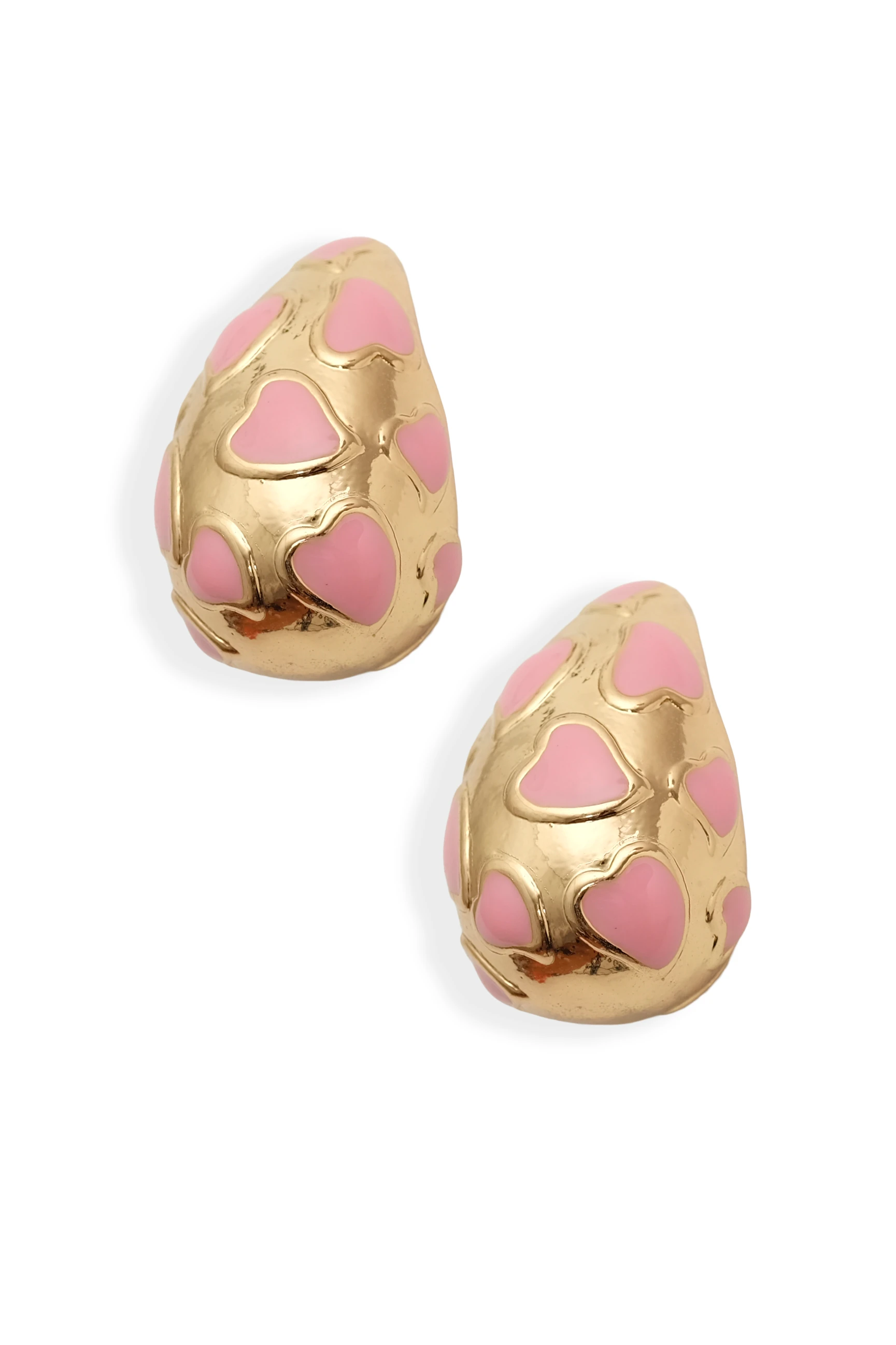 Love Drop Kalpli Mine Detaylı Altın Kaplama Damla Küpe