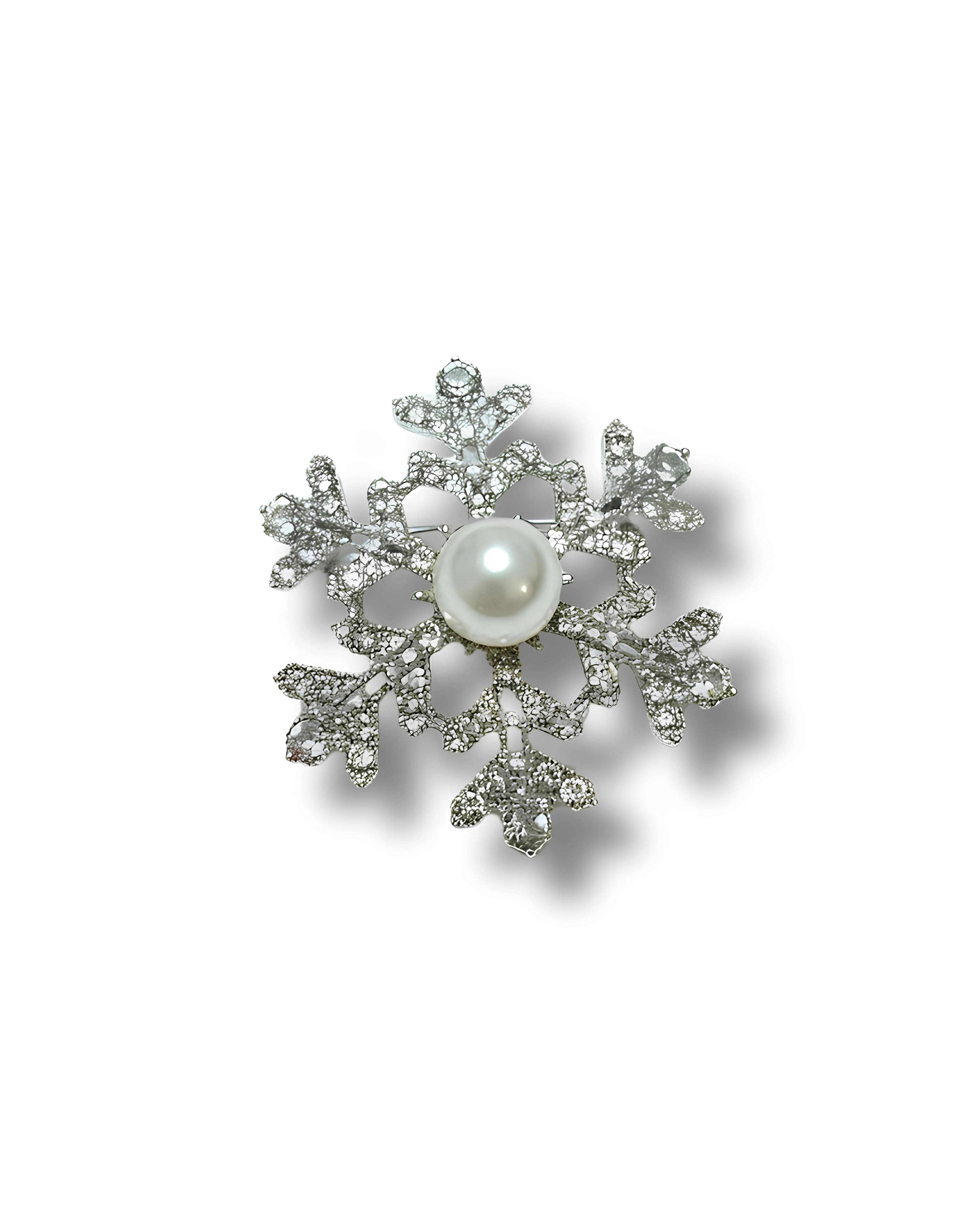 Pearl Snowflake Broş - Yılbaşı Özel Seri