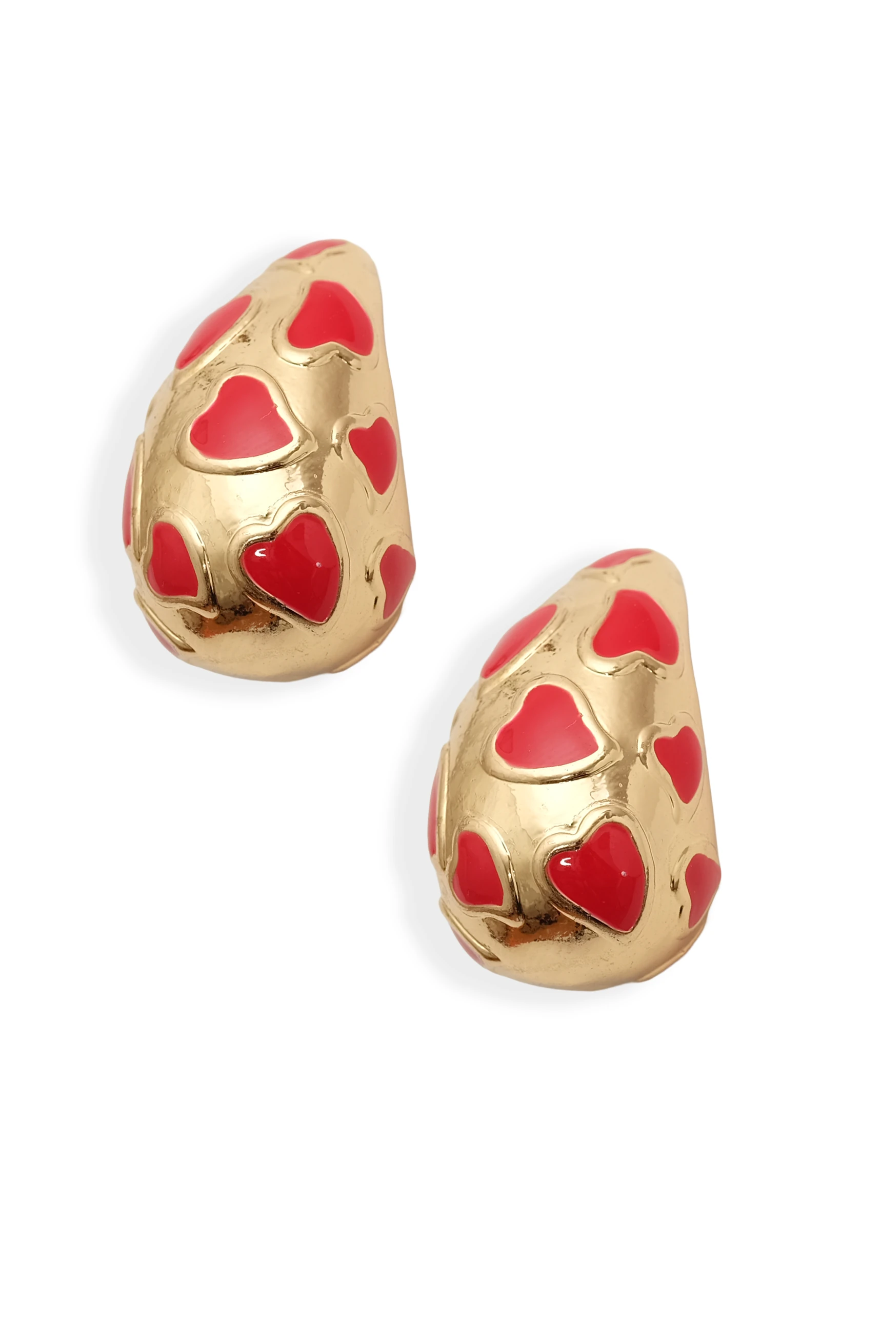 Love Drop Kalpli Mine Detaylı Altın Kaplama Damla Küpe