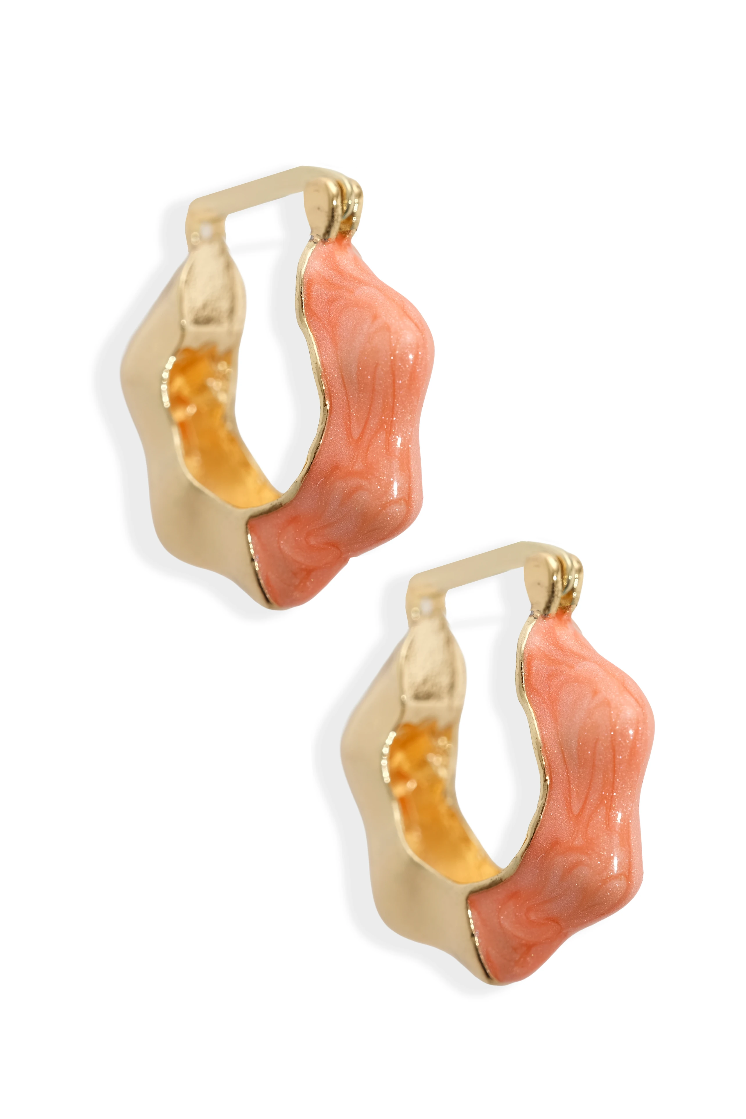 Coral Wave Pembe Mini Halka Küpe