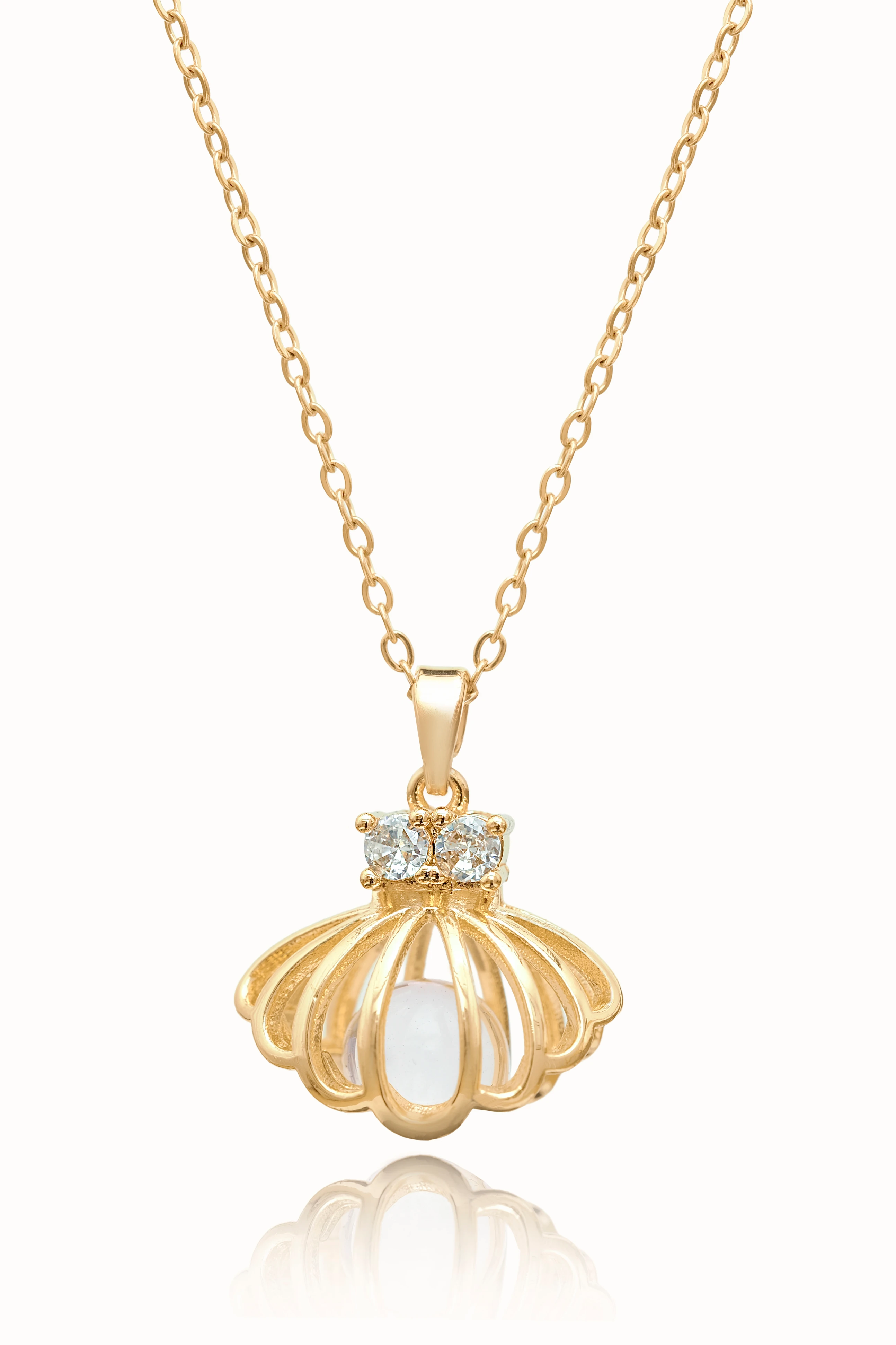 Mermaid Wish: İnci Detaylı Deniz Kabuğu Çelik Kolye