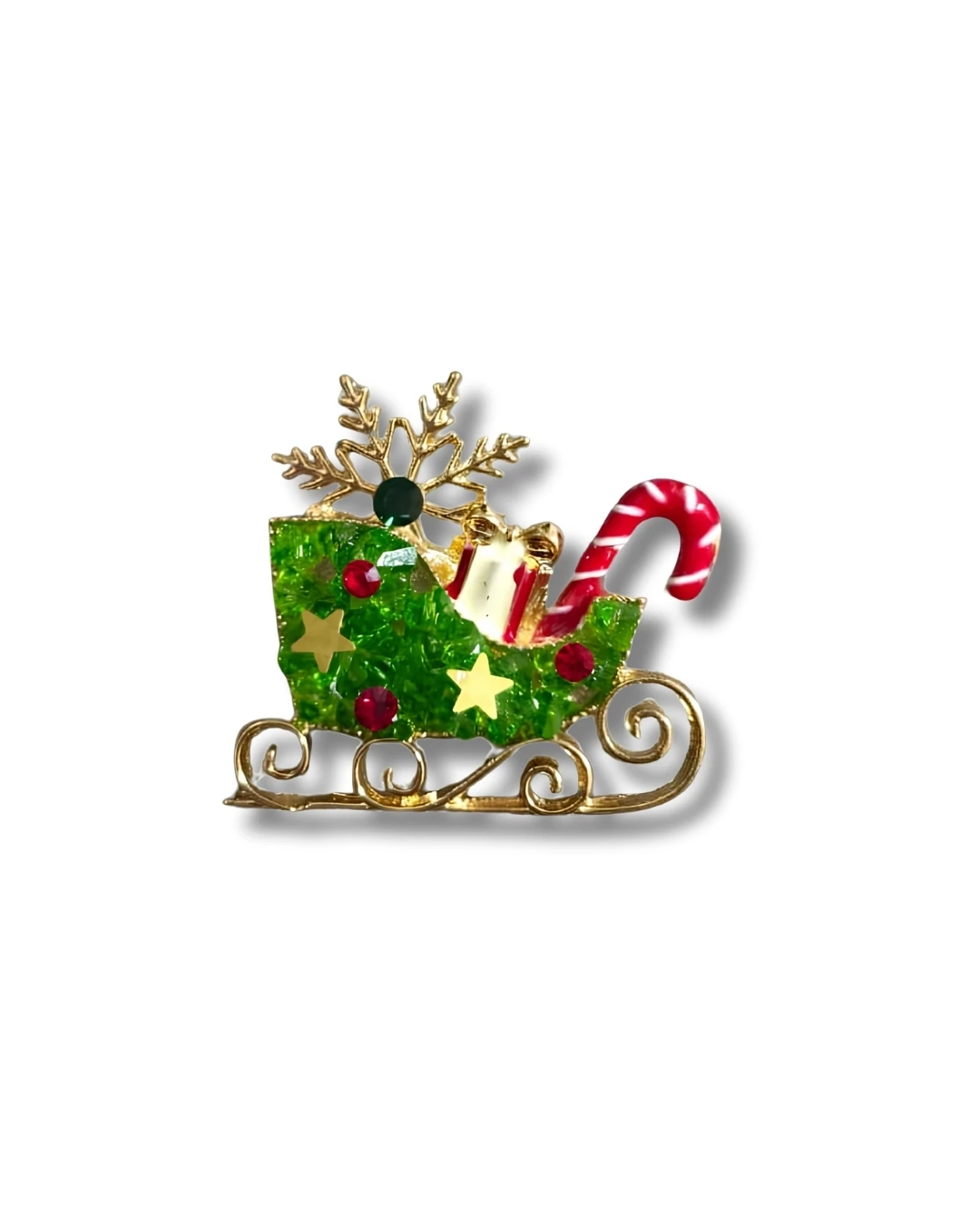 Golden Snow Sleigh Broş – Yılbaşı Özel Seri