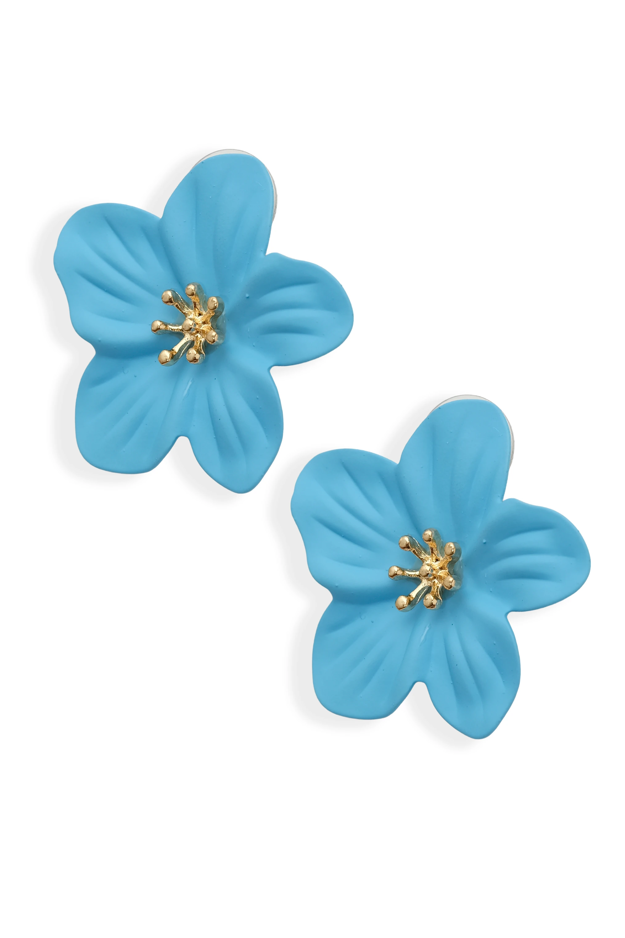 Blue Breeze Mavi Mat Çiçek Küpe