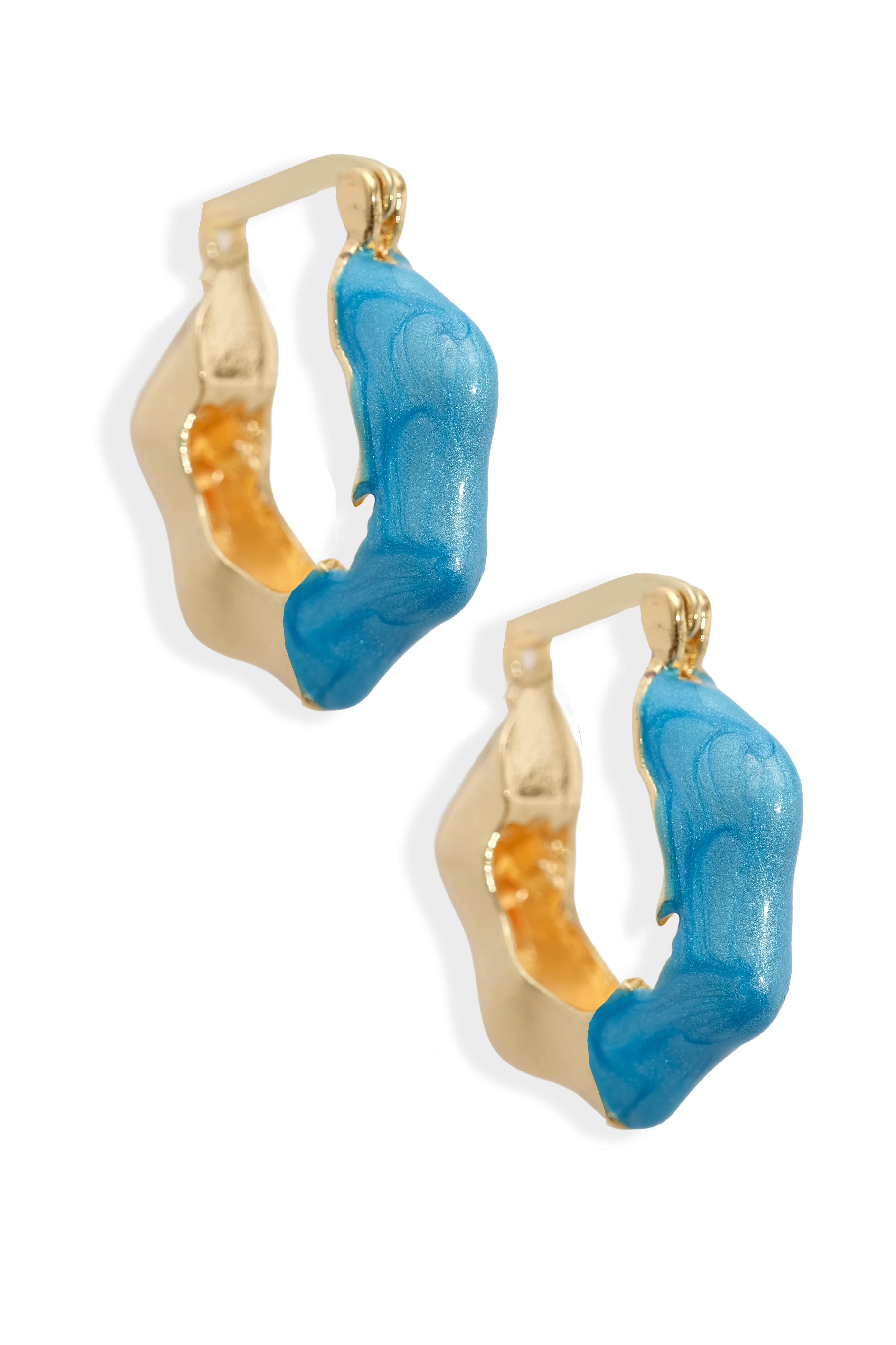 Coral Wave Mavi Mini Halka Küpe