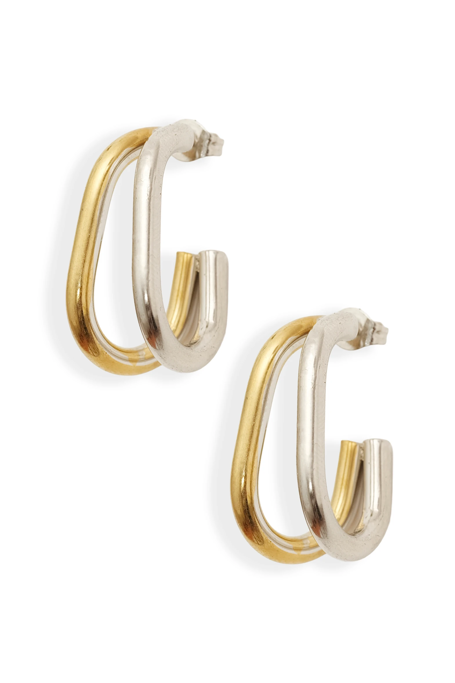 Fusion Loop İkili Çelik Küpe | Altın Gümüş Karma Renkli Çoklu Görünüm