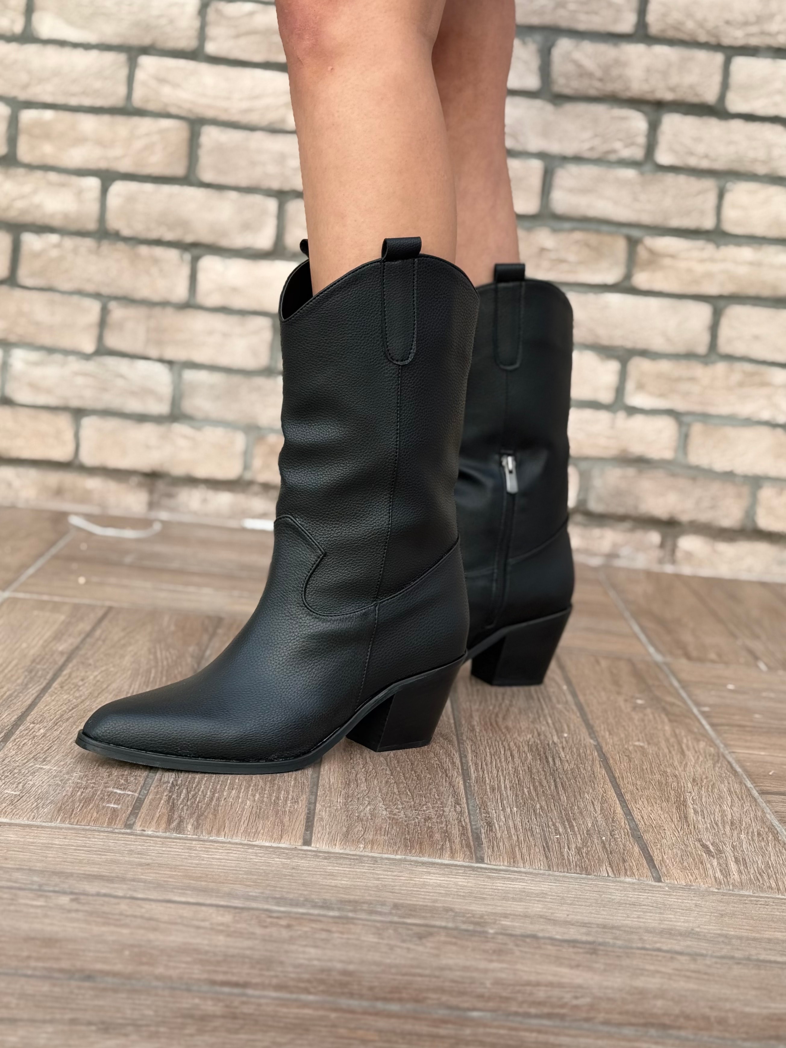 Alora Büyük Numara Uzun Kovboy Kadın Botu Suni Deri Western Stil