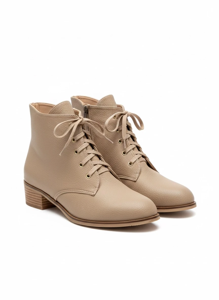 Elvaira Bağcıklı Mat Kadın Bot Modern ve Rahat Büyük Numara - vizon