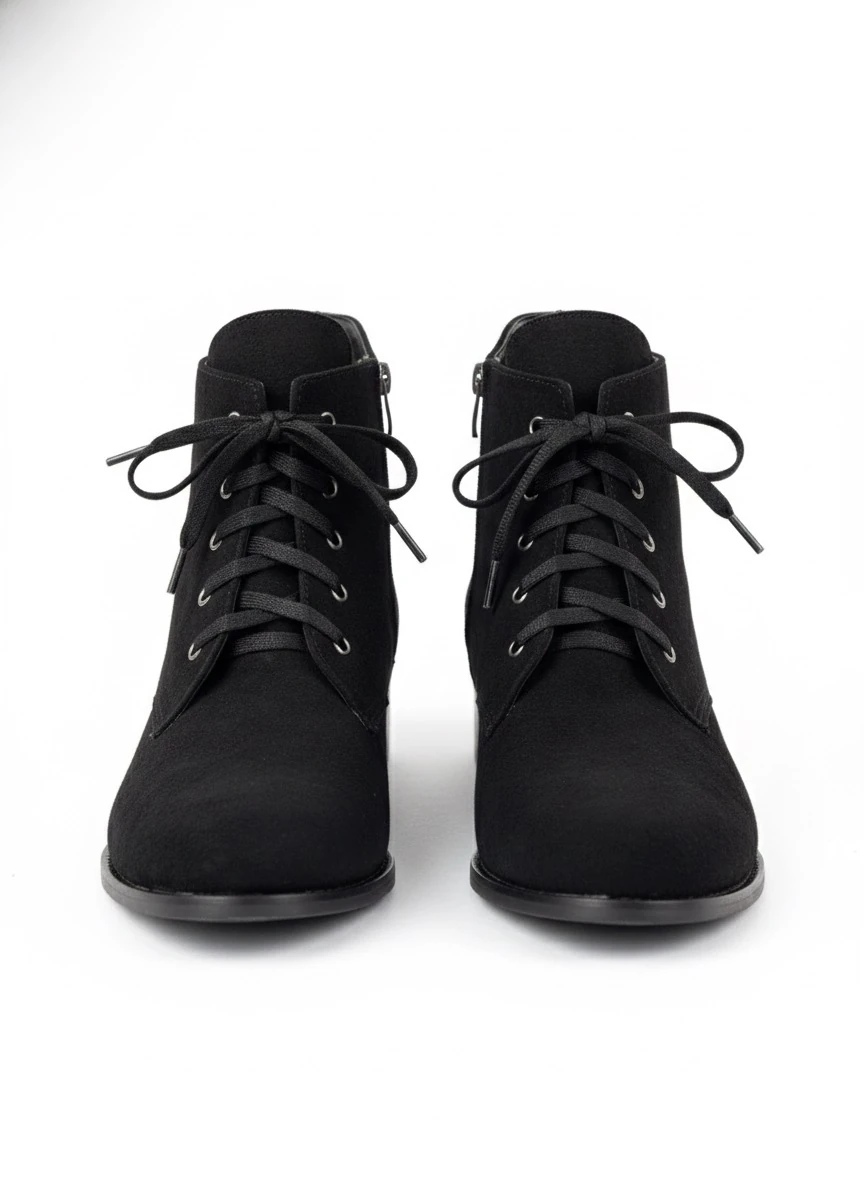 Elvaira Bağcıklı Süet Kadın Bot Modern ve Rahat Büyük Numara