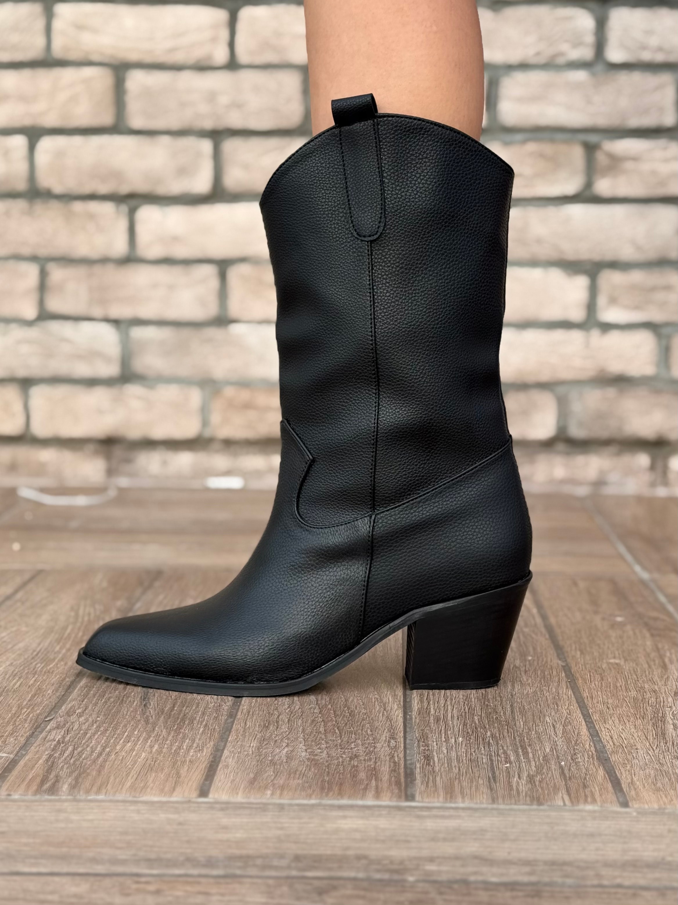 Alora Büyük Numara Uzun Kovboy Kadın Botu Suni Deri Western Stil