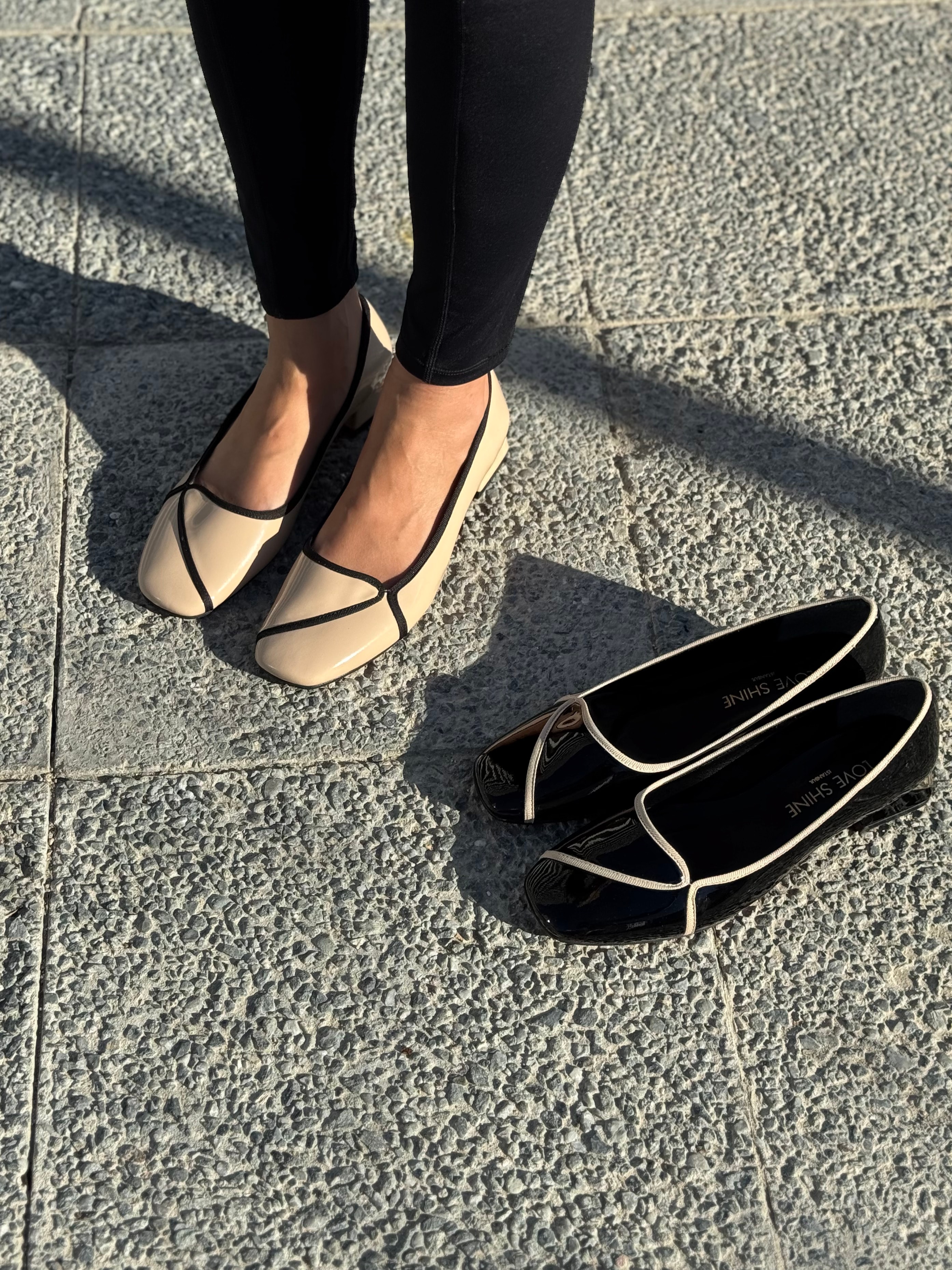 Merlina Siyah Parçalı Galvaniz Topuklu Küt Burun Kadın Ayakkabı Modern ve Işıltılı