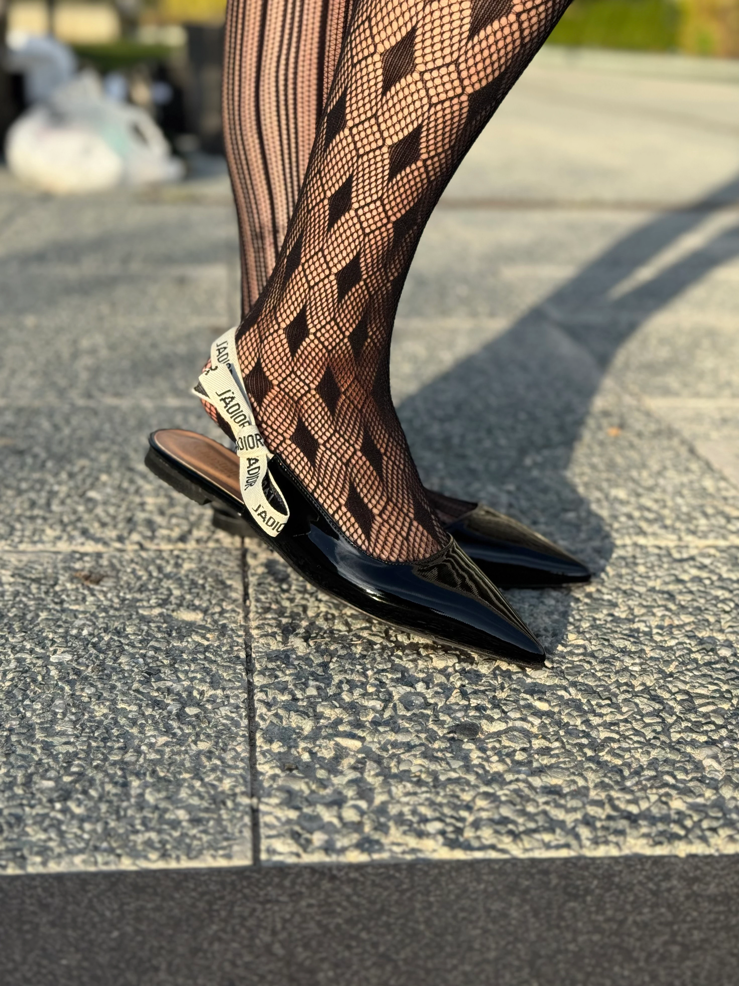 Dior Kurdeleli Rugan Sivri Burun Kadın Babet Büyük Numara