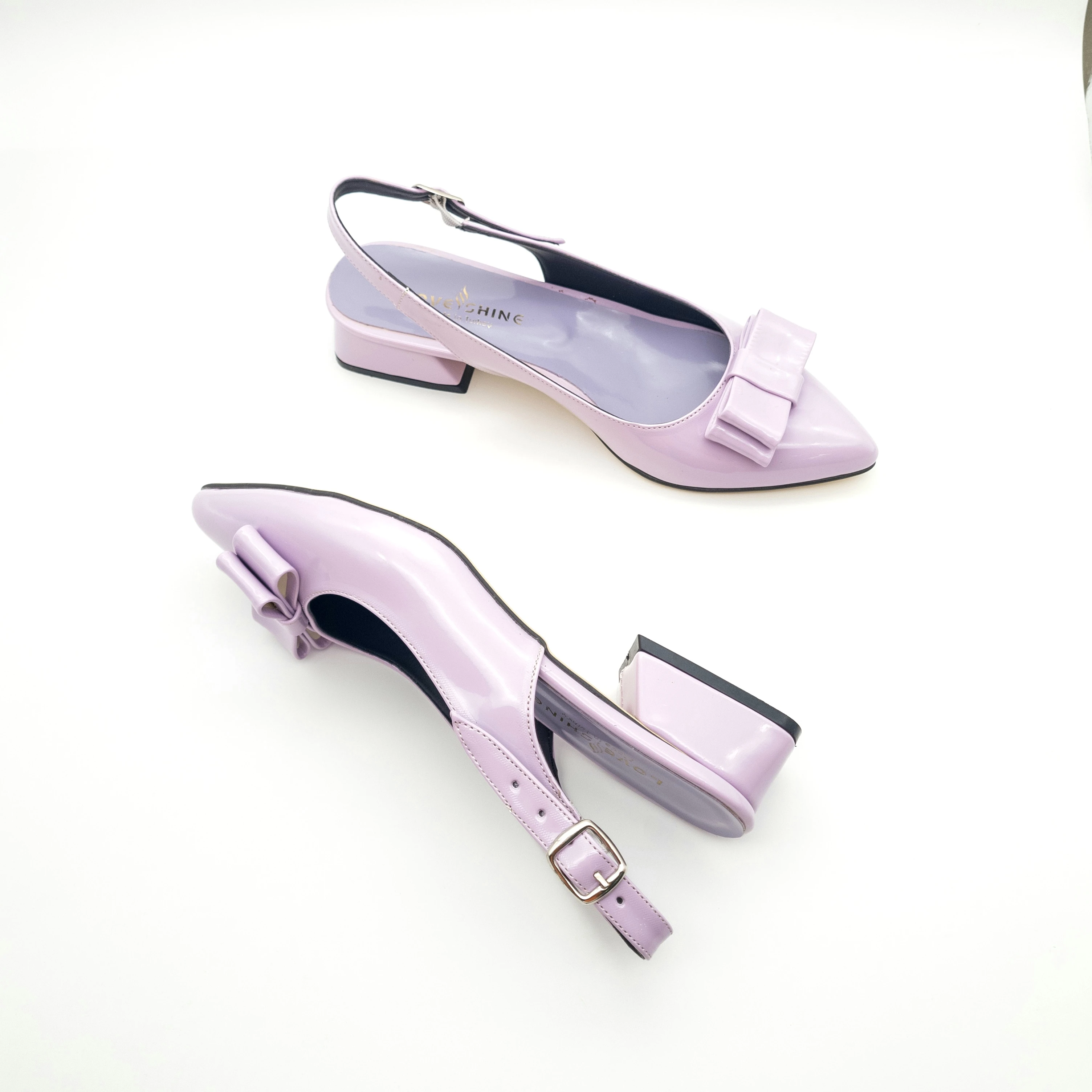 Monika Fiyonklu Kısa Topuklu Kadın Ayakkabı Büyük Numara - Lila