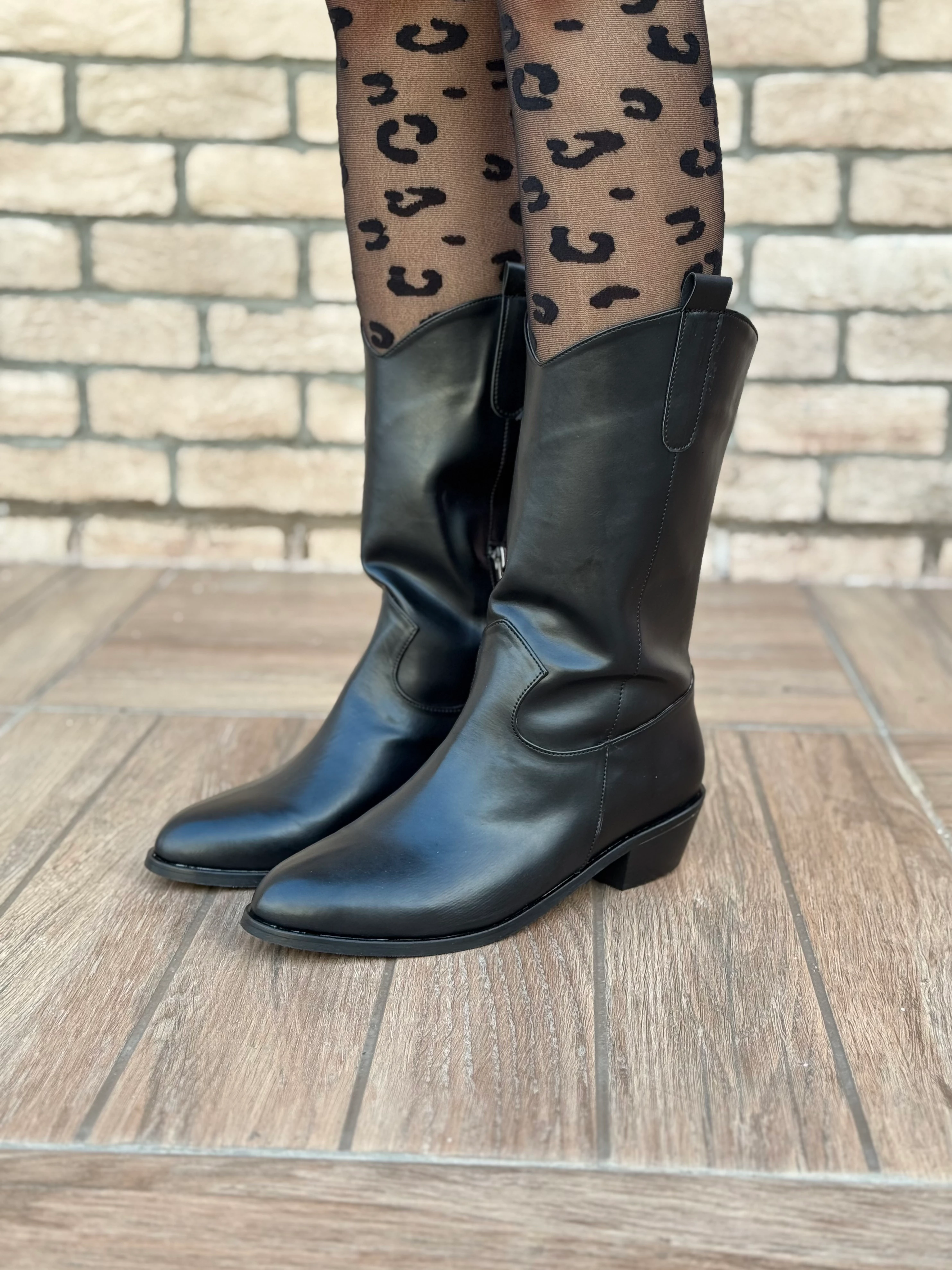 Furya Rodeo Uzun Kovboy Kadın Bot Suni Deri Büyük Numara - Siyah