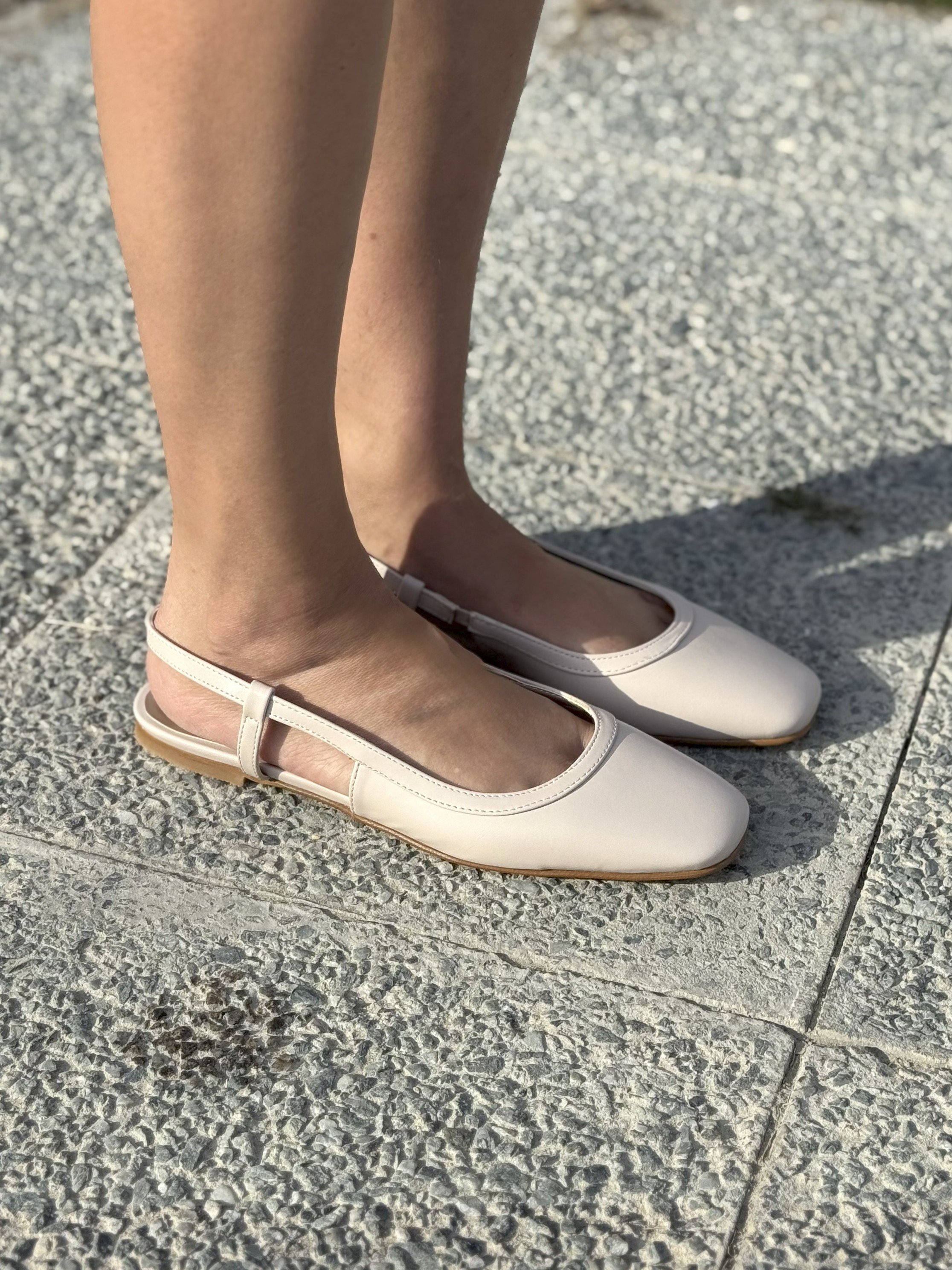 BALLERINA kısa topuklu babet - Bej