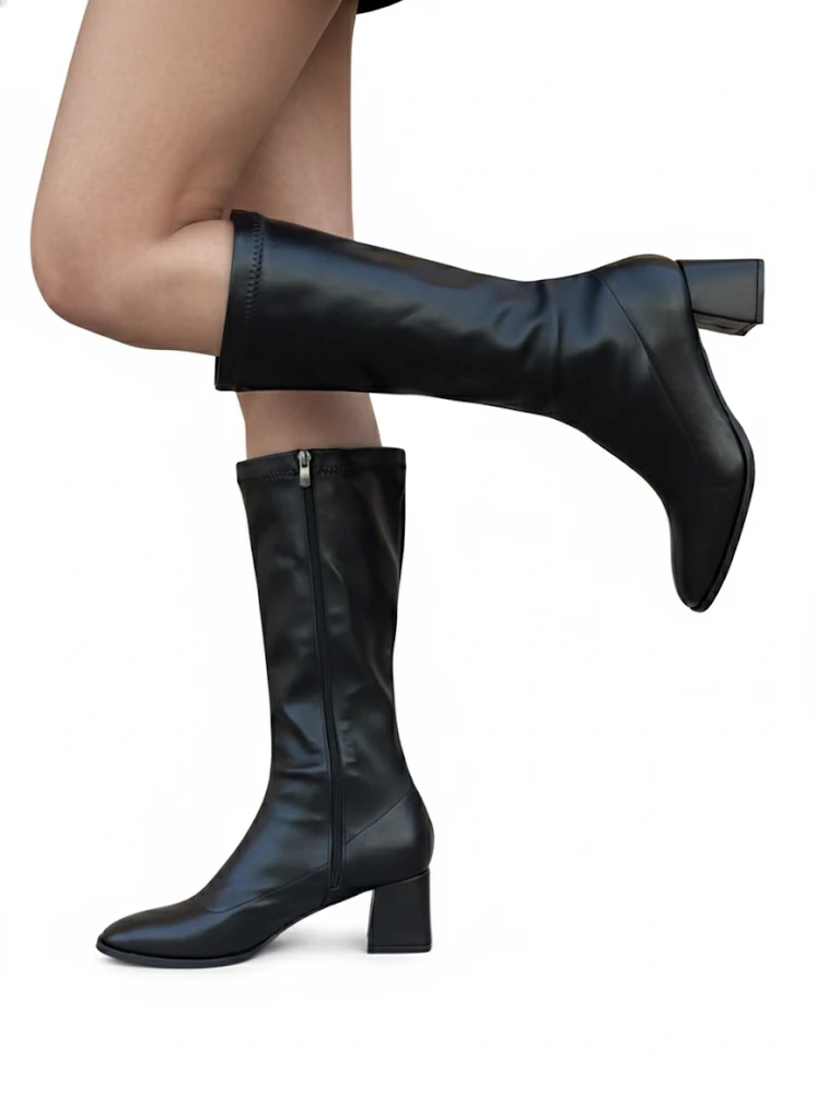 Alvessa Kadın Uzun Streç Çizme Şık Günlük Ofis Rahat Topuklu Ayakkabı Büyük Numara