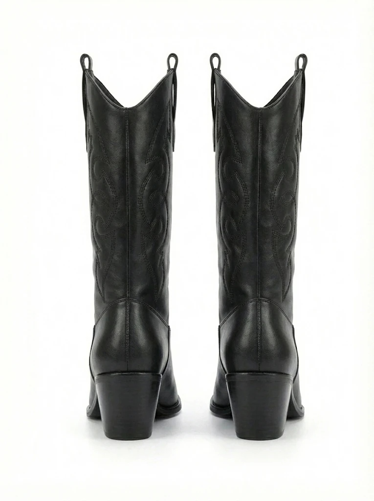 Lorvessa Nakışlı Kovboy Kadın Bot Bağcıklı Suni Süet Büyük Numara Western Şehir Stil