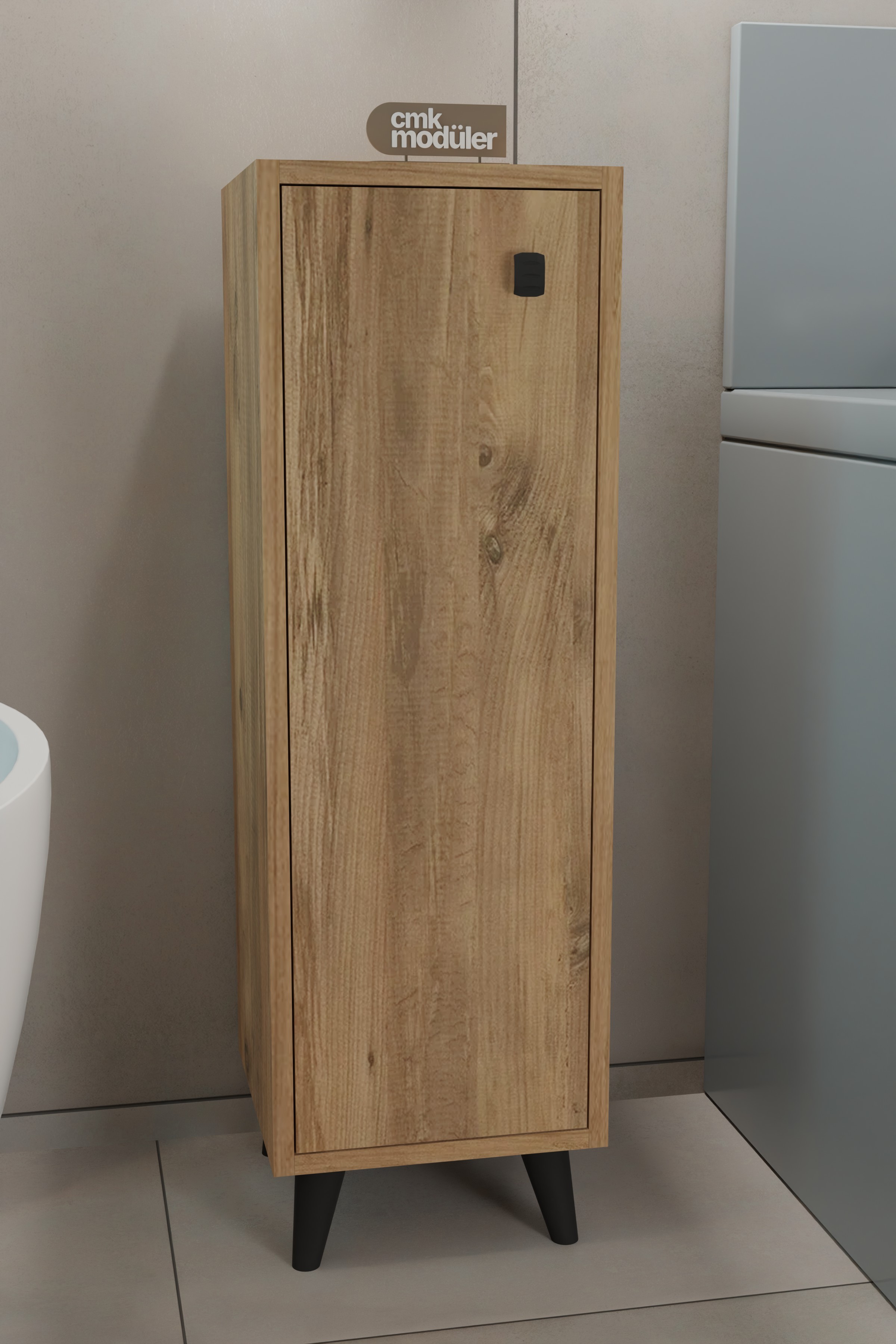 Slim Tek Kapaklı 3 Raflı Banyo Dolabı Çok Amaçlı Raflı Dolap Havlu Dolabı Kiler Mutfak Dolabı