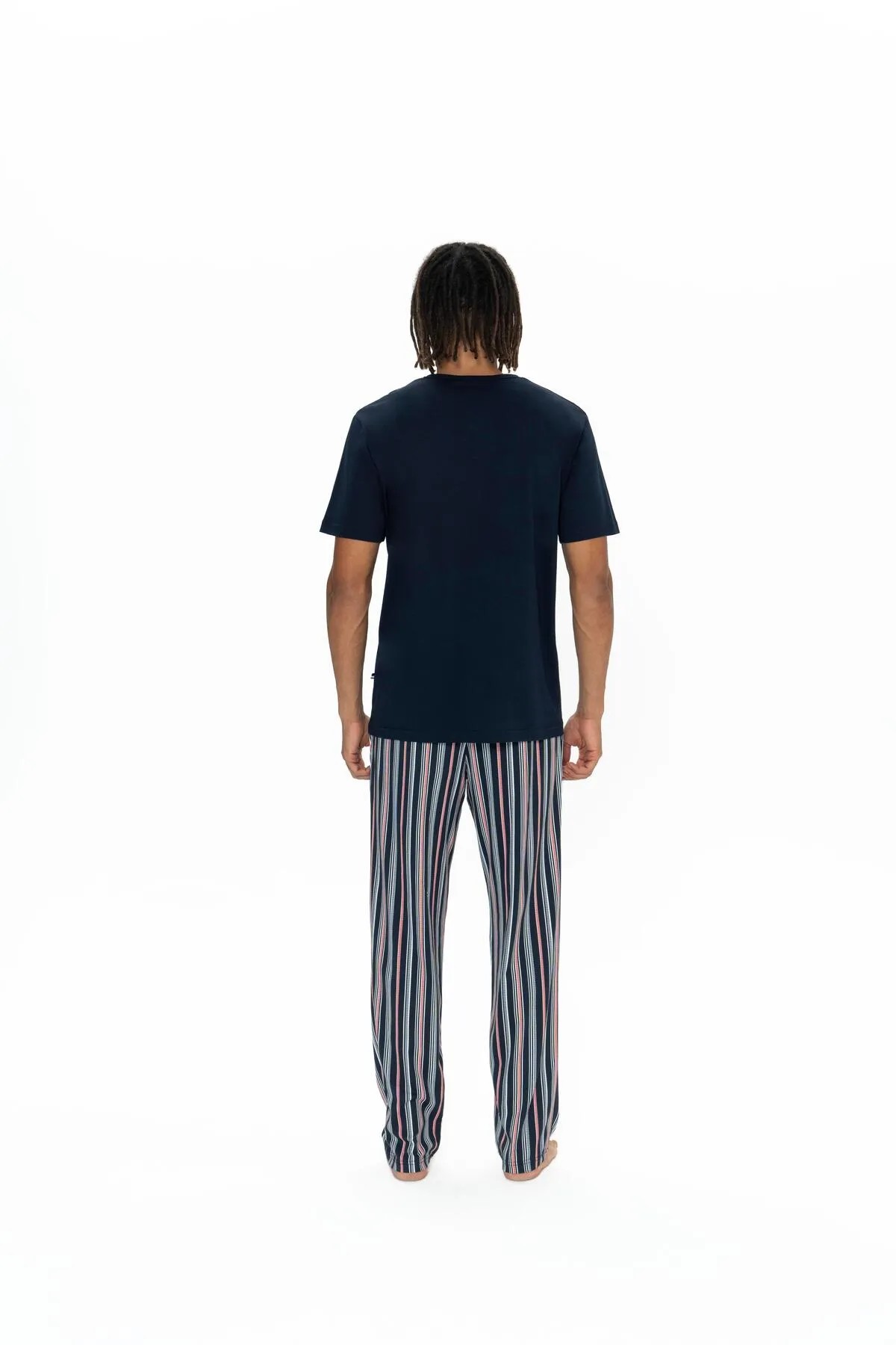 U.S. Polo Assn. Erkek %100 Pamuk 3'lü Çizgili Pijama Takım