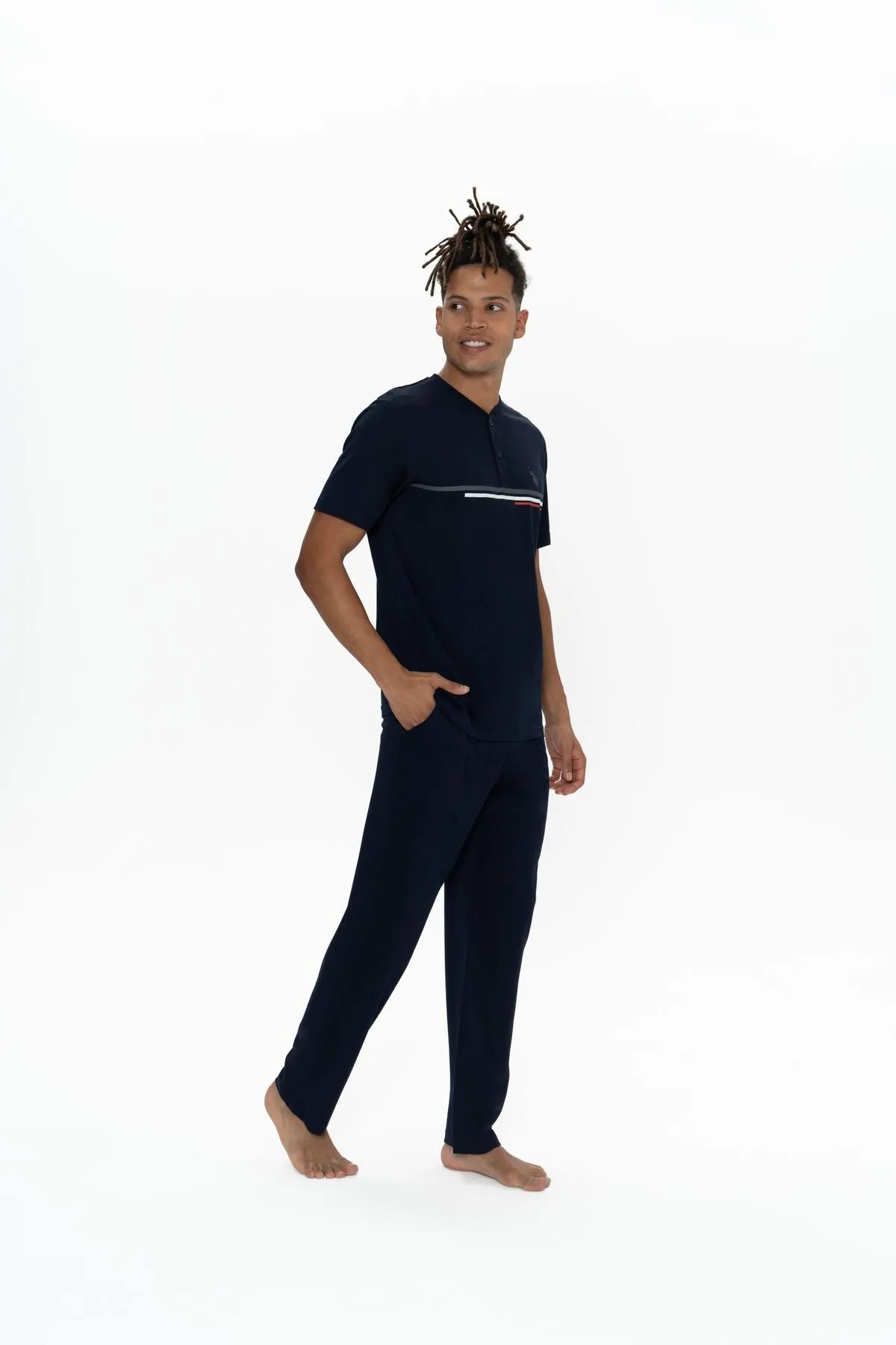 U.S. Polo Assn. Erkek Alt Üst Düğmeli Pijama Takımı