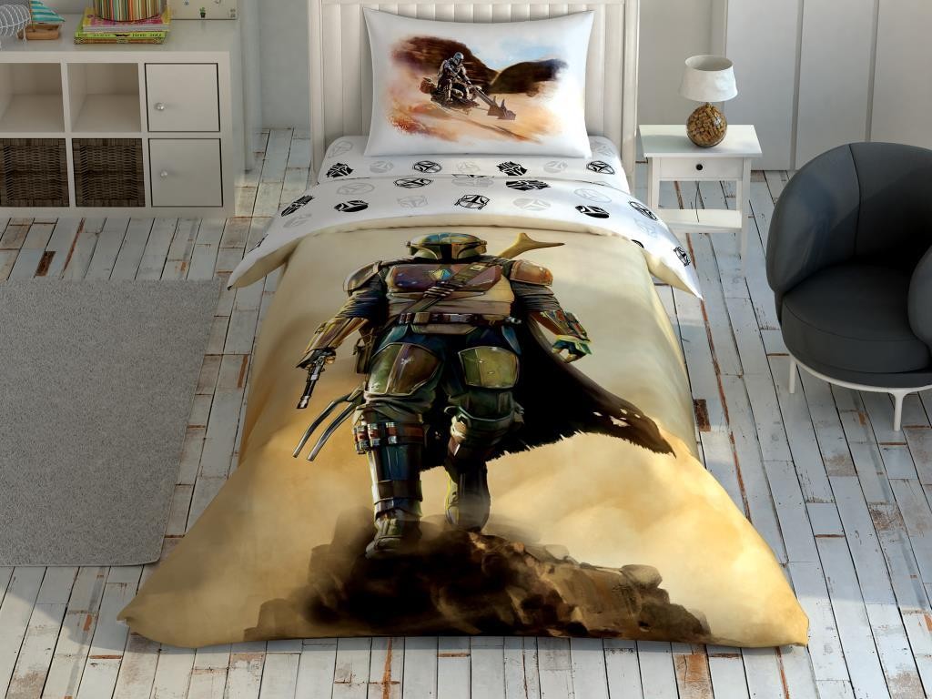 Taç Lisanslı Tek Kişilik Nevresim Takımı Star Wars Mandalorian Dust Cloud