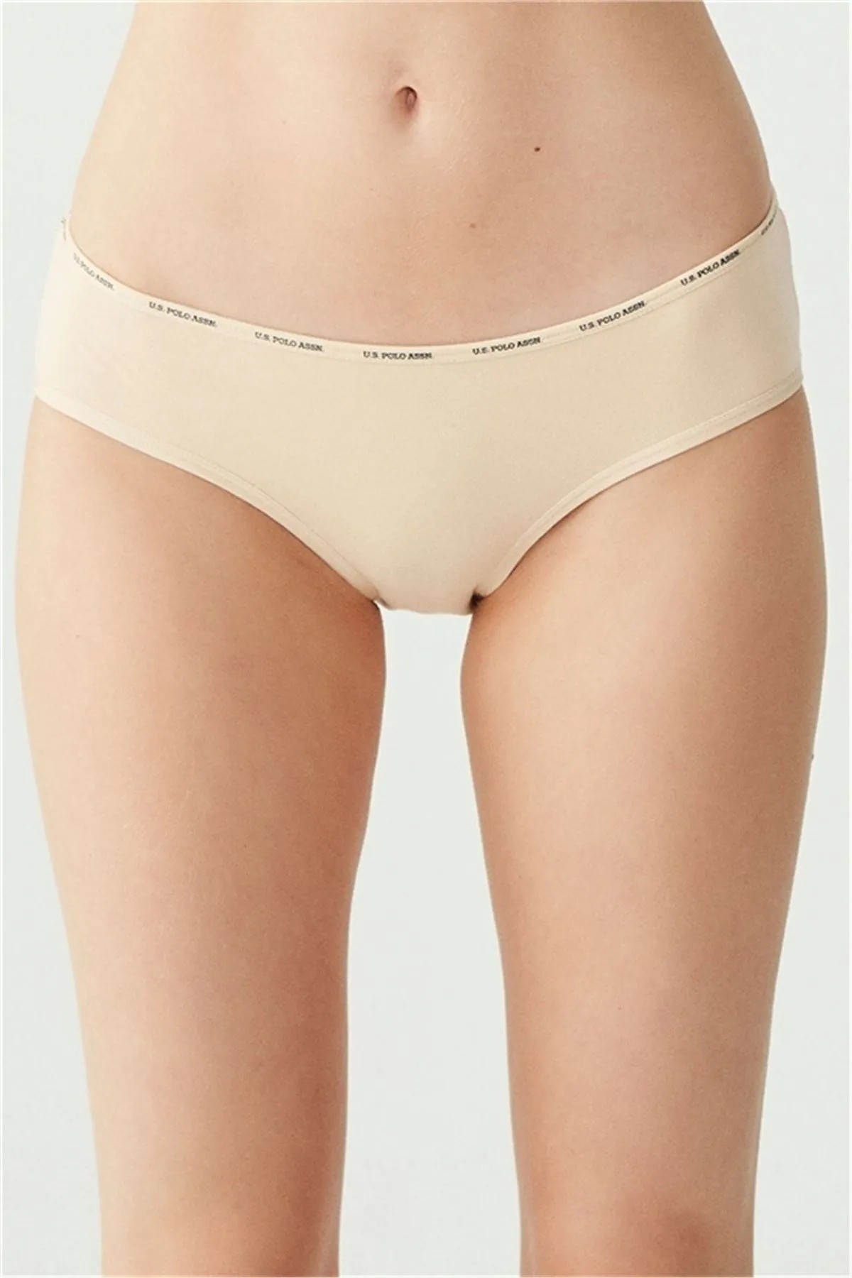 U.S. Polo Assn. Kadın 5'li Yüksek Bel Slip (Kırmızı-Somon-Ten-Beyaz-Siyah)