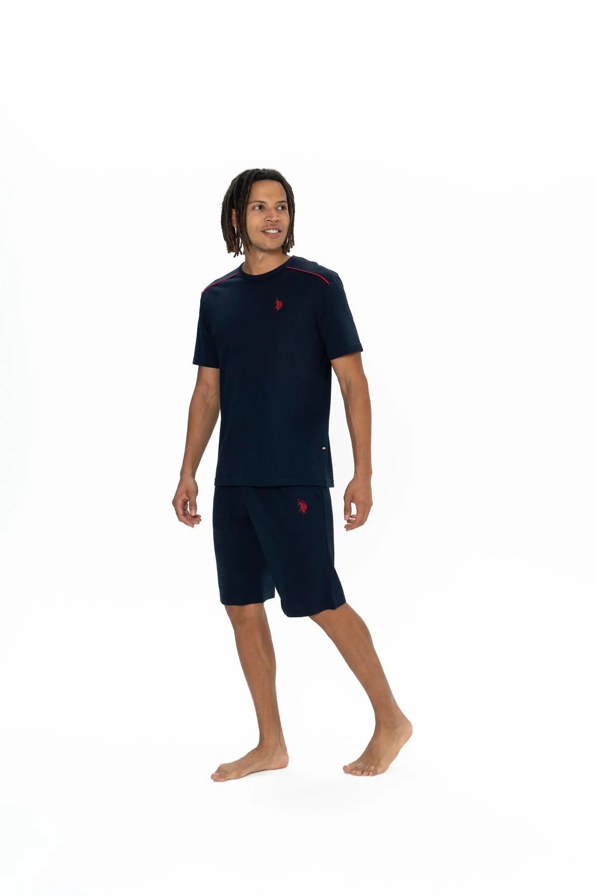 U.S. Polo Assn. Erkek %100 Pamuk 3'lü Çizgili Pijama Takım