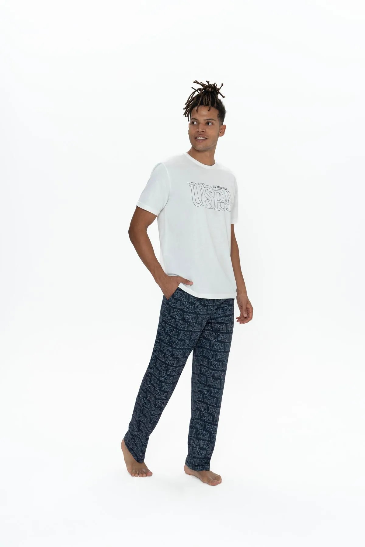 U.S. Polo Assn. Erkek 3'lü %100 Pamuk Pijama Takımı