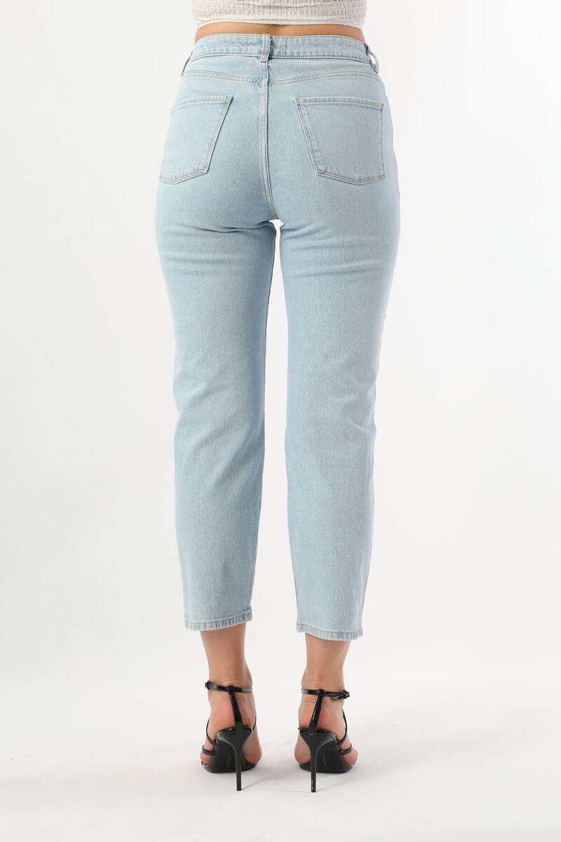 Women's High Waist Straight Fit Jean Pants Light Blue