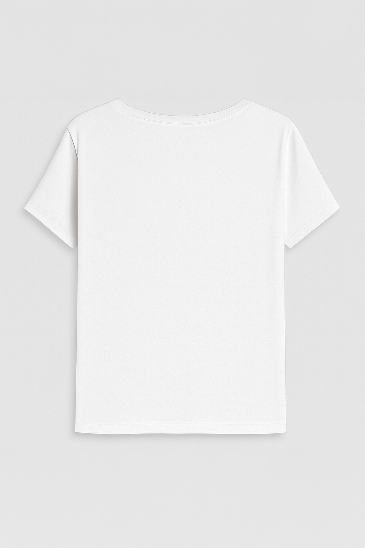 Kadın V Yaka Kısa Kollu İnce Esnek T-Shirt