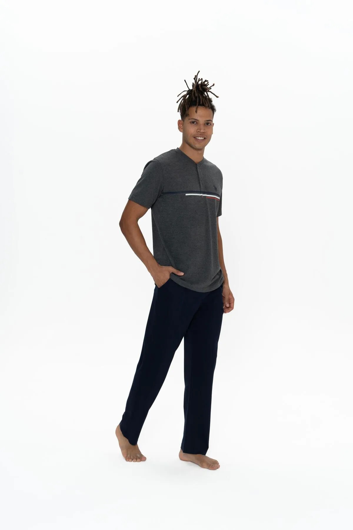 U.S. Polo Assn. Erkek Battal Boy Düğmeli Pijama Takım
