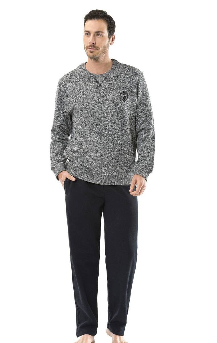 Cacharel Men's Crew Neck Gray Tracksuit Set | Markapia