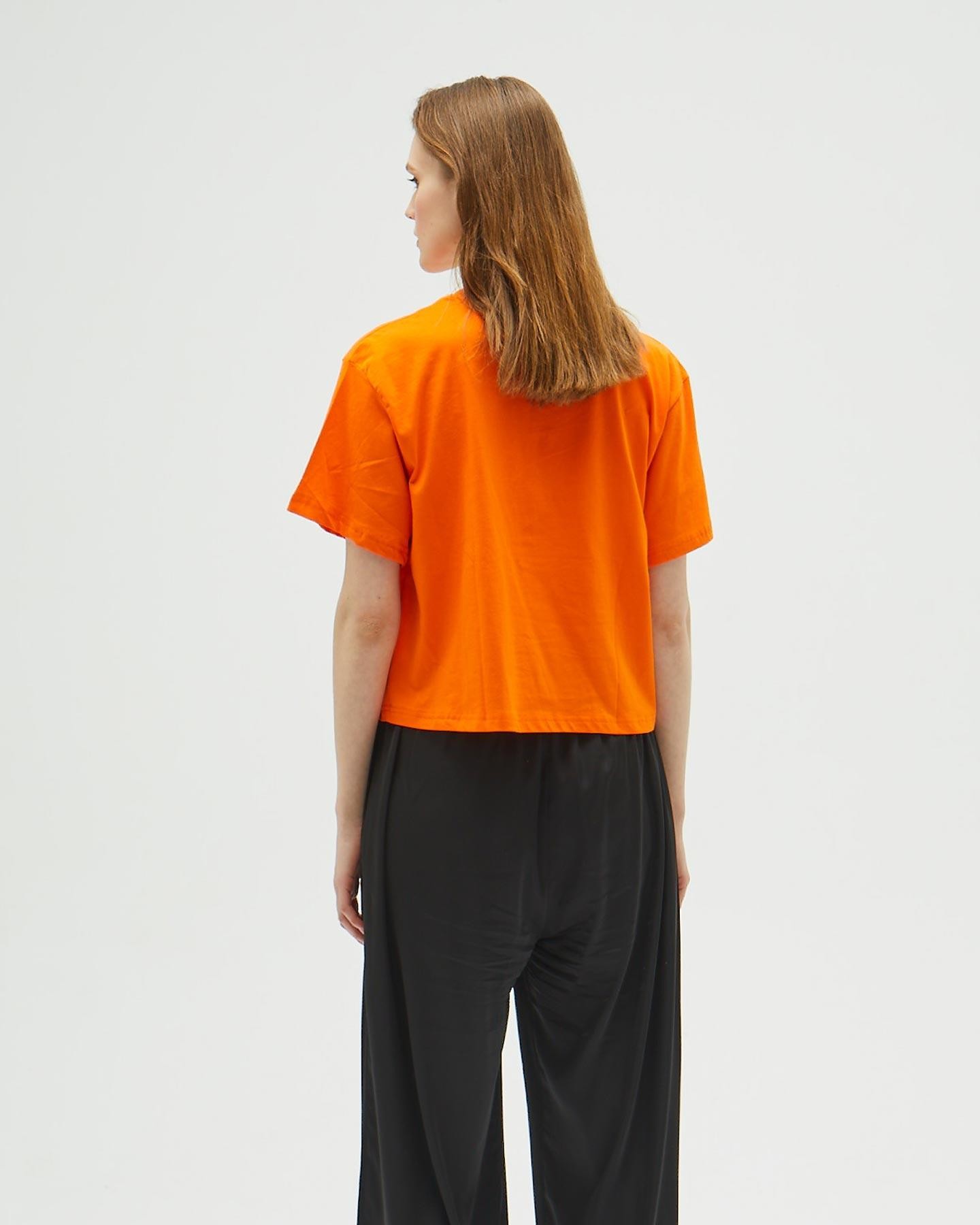 Turuncu Oversize Crop T-shirt
