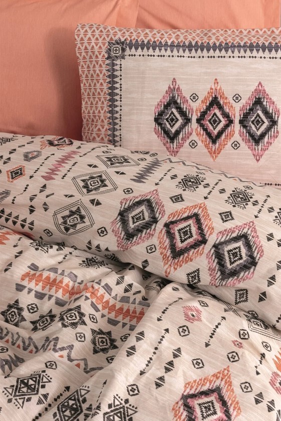 Cotton Box Etnich Tek Kişilik Nevresim Takımı Kateri Somon