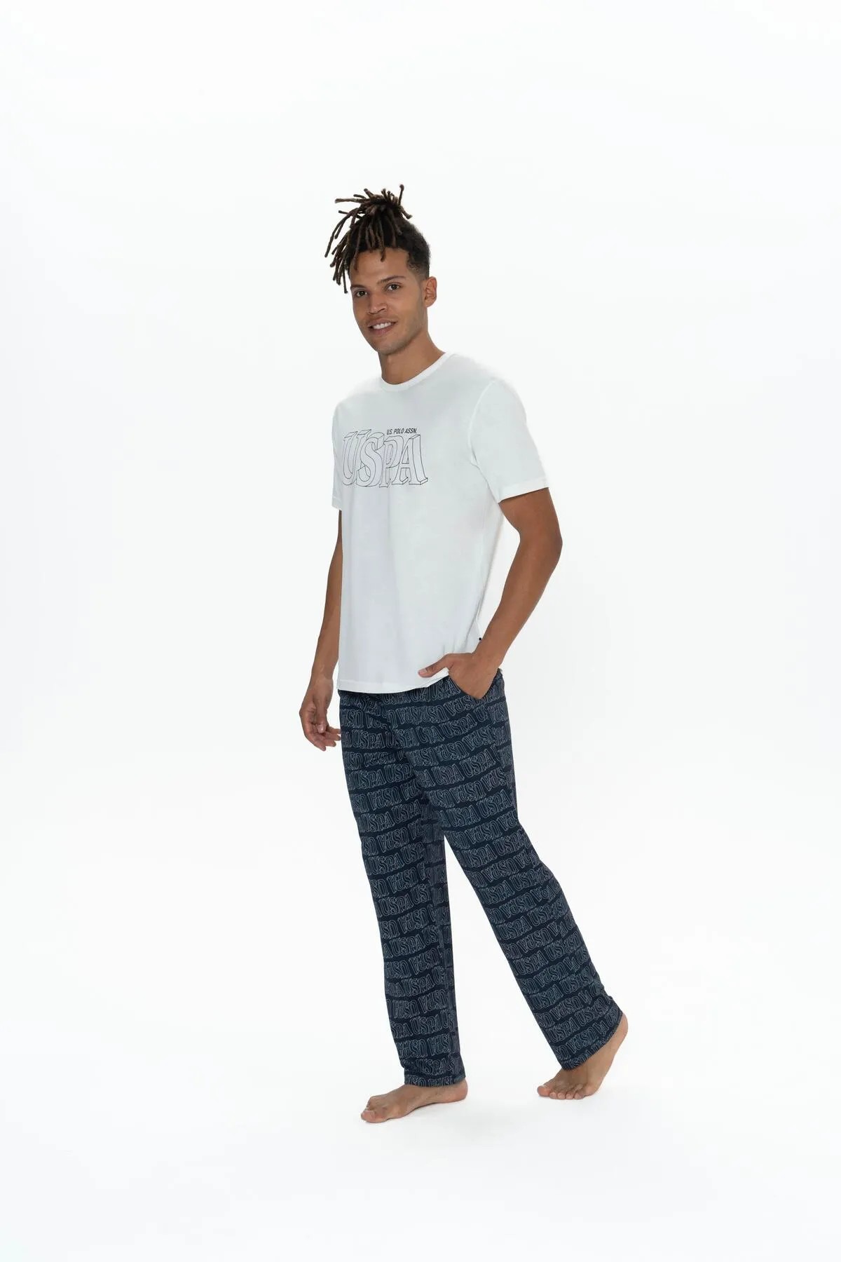U.S. Polo Assn. Erkek 3'lü %100 Pamuk Pijama Takımı